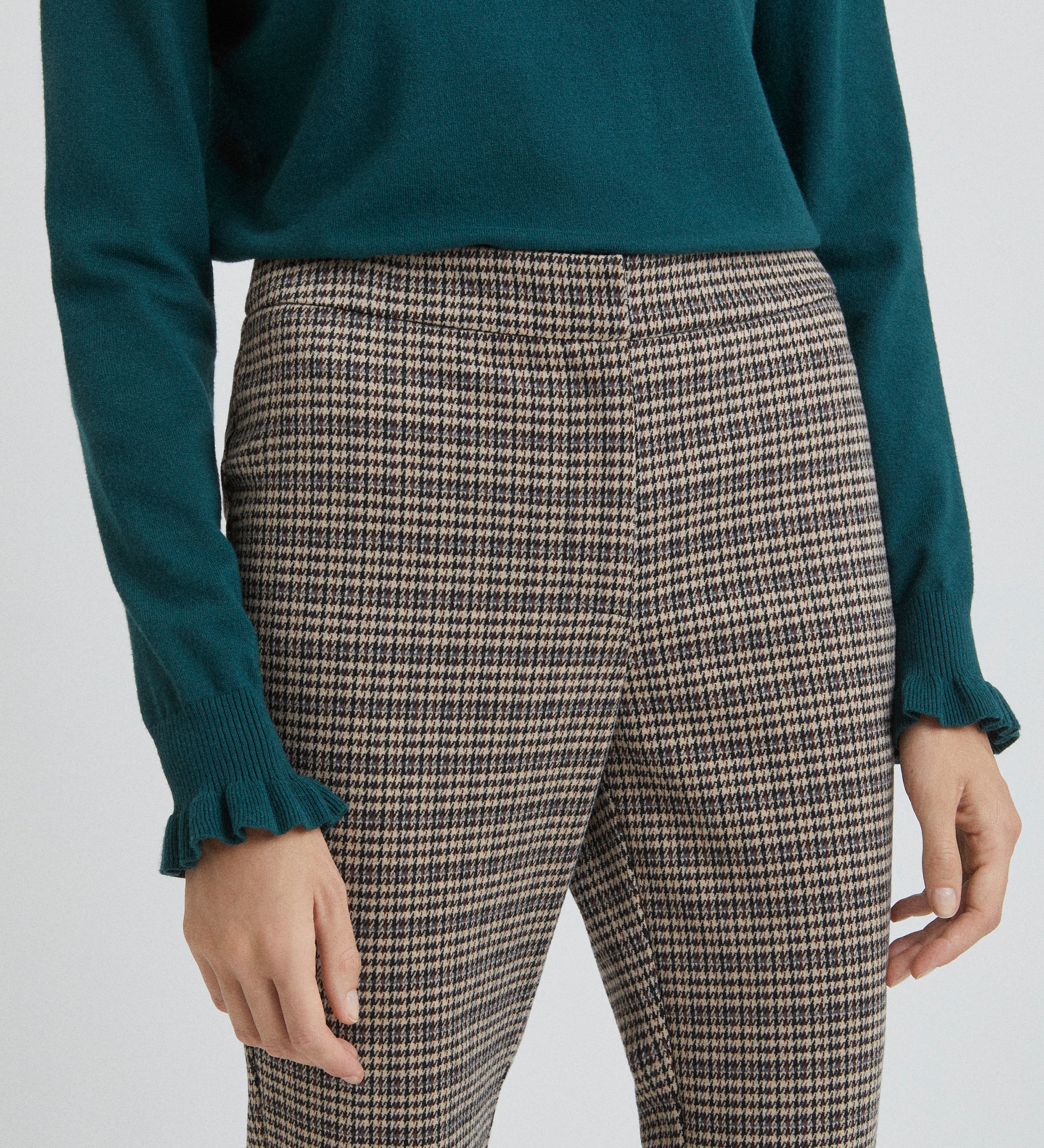 Checked flared trousers