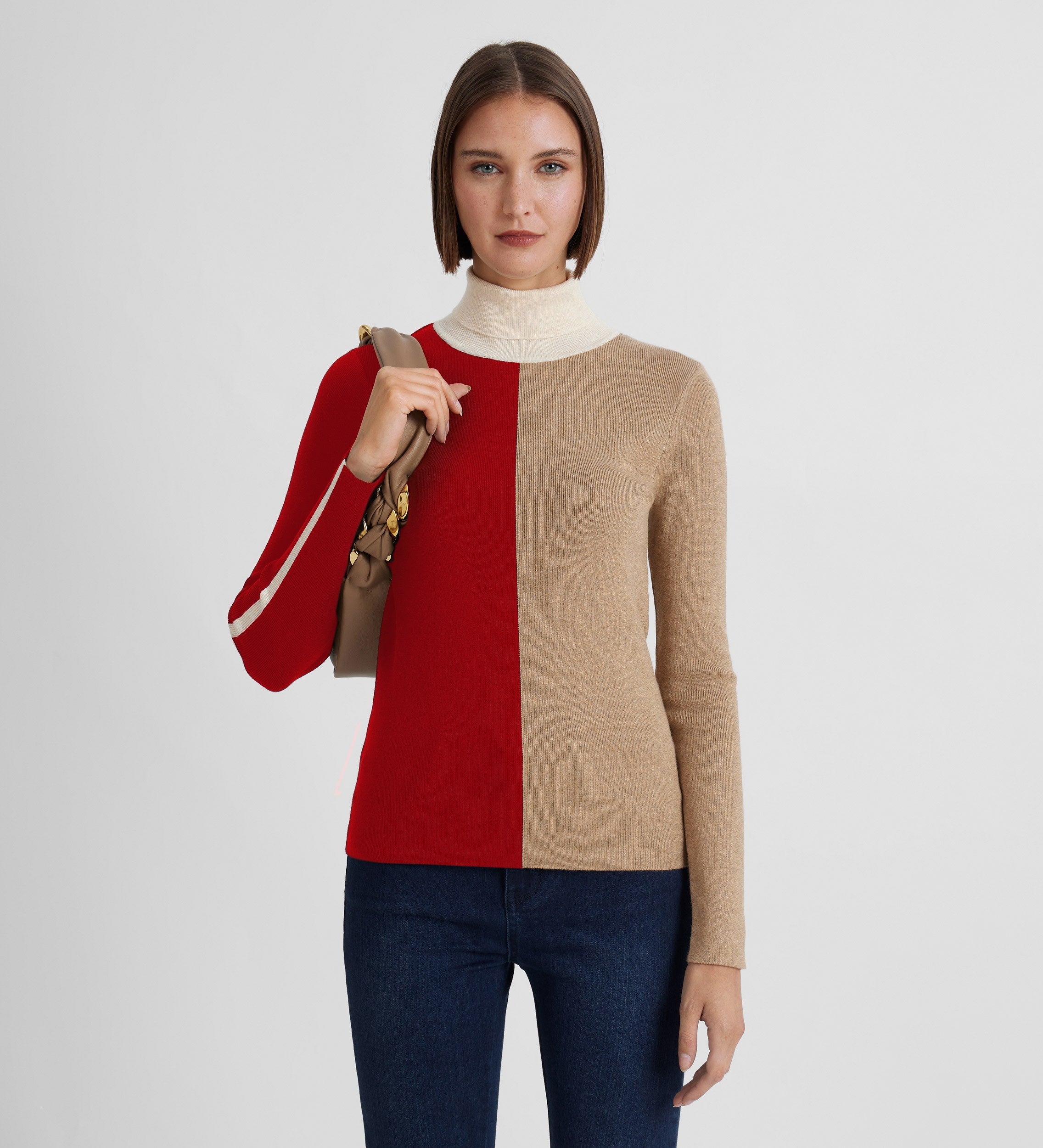 Tricolor ribbed sweater