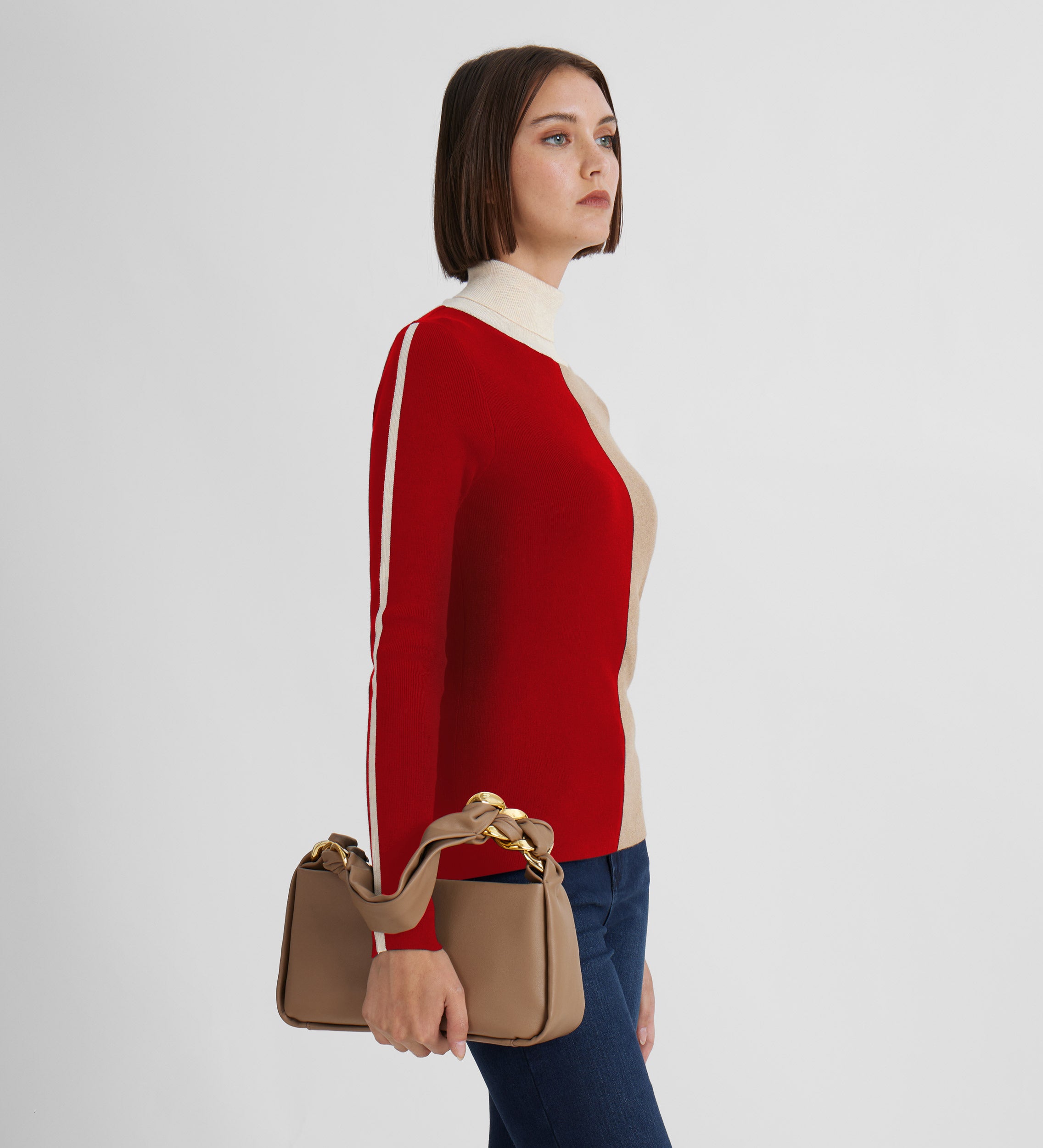 Tricolor ribbed sweater