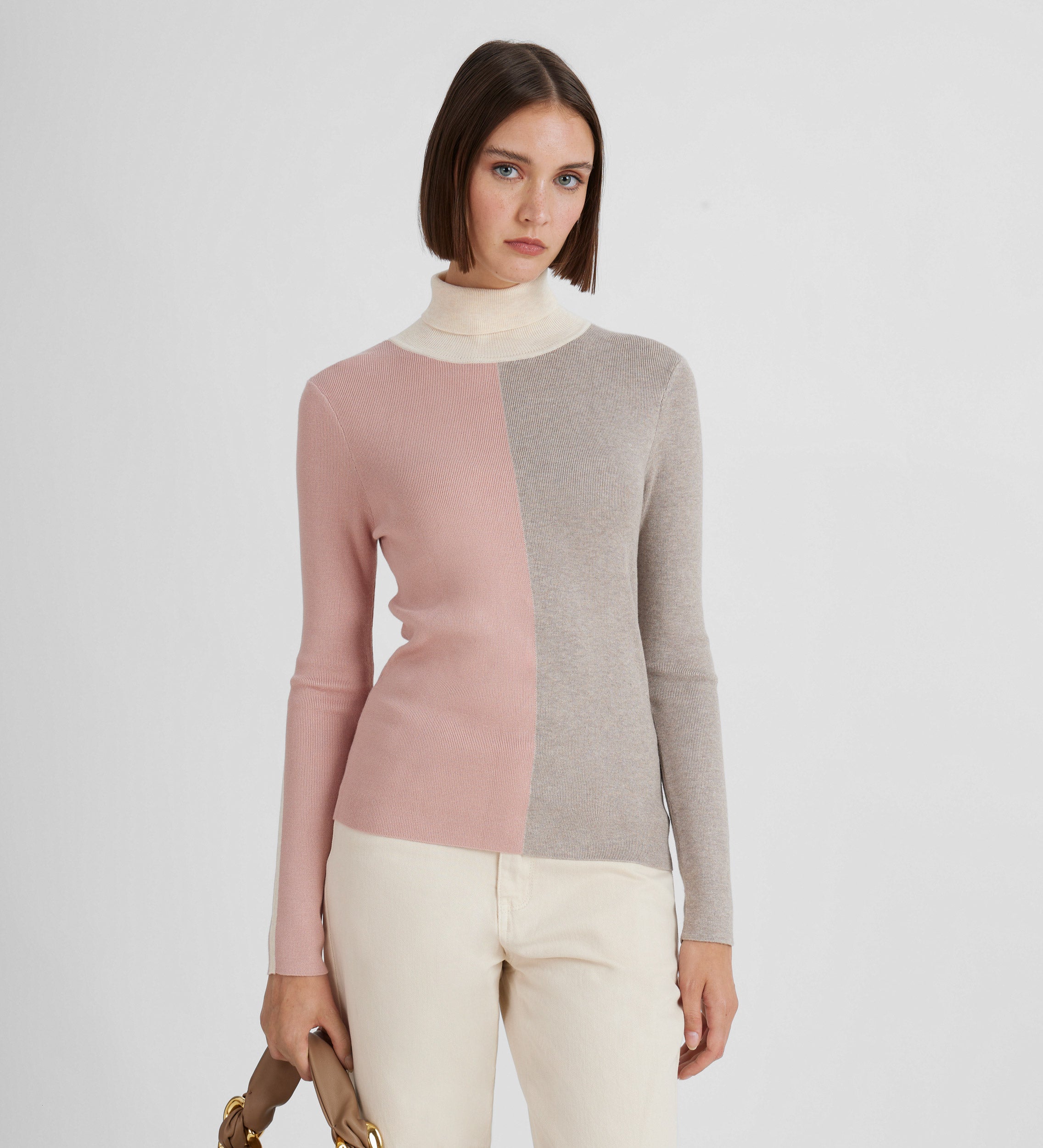 Tricolor ribbed sweater