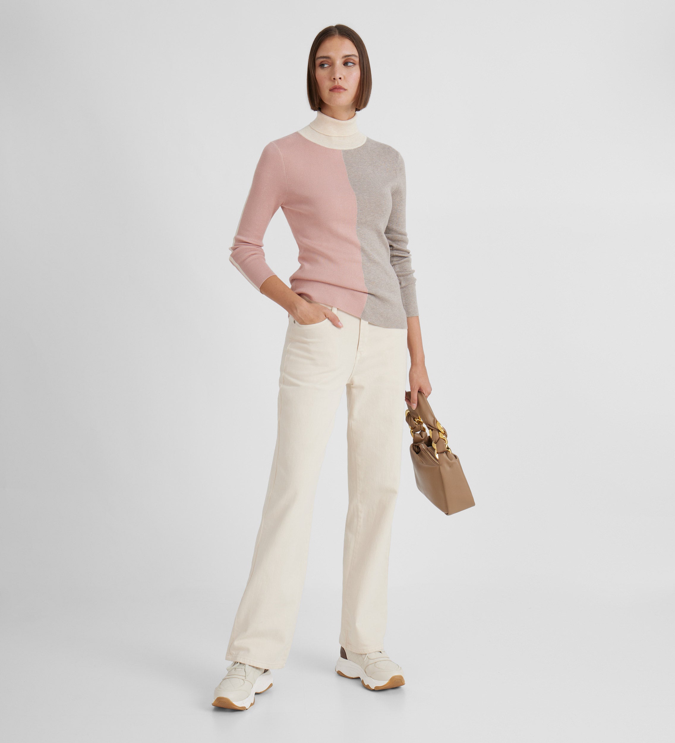 Tricolor ribbed sweater