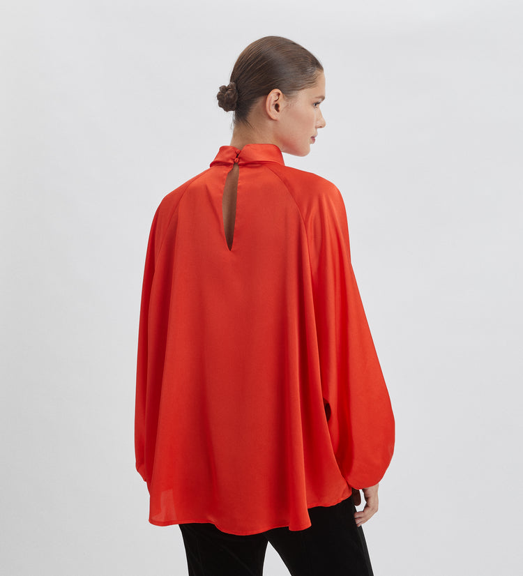 Blouse en satin à manches raglan