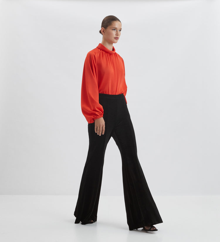 Blouse en satin à manches raglan