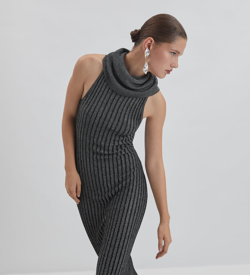 Vestido tricot metalizado