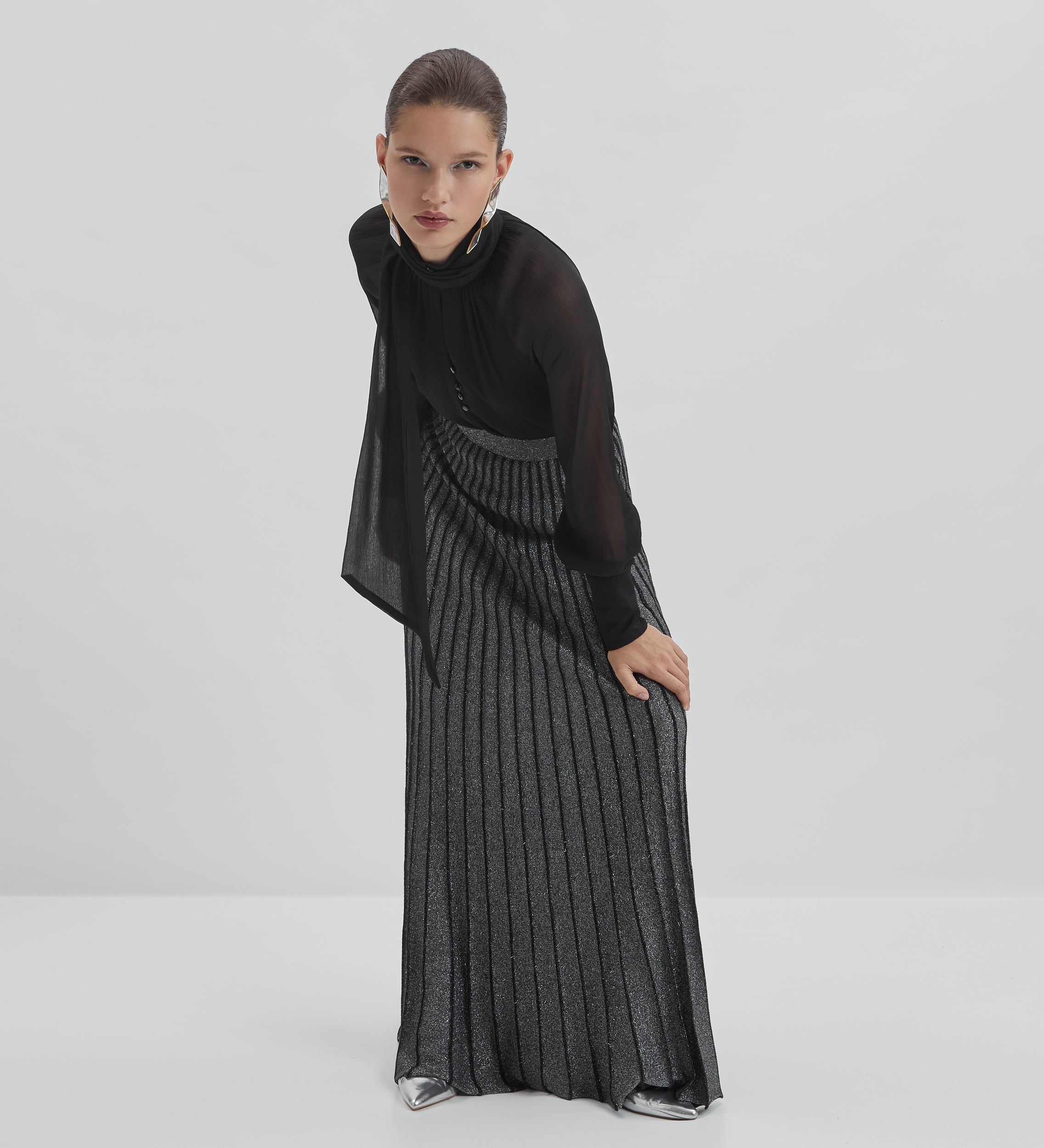 Metallic tricot skirt