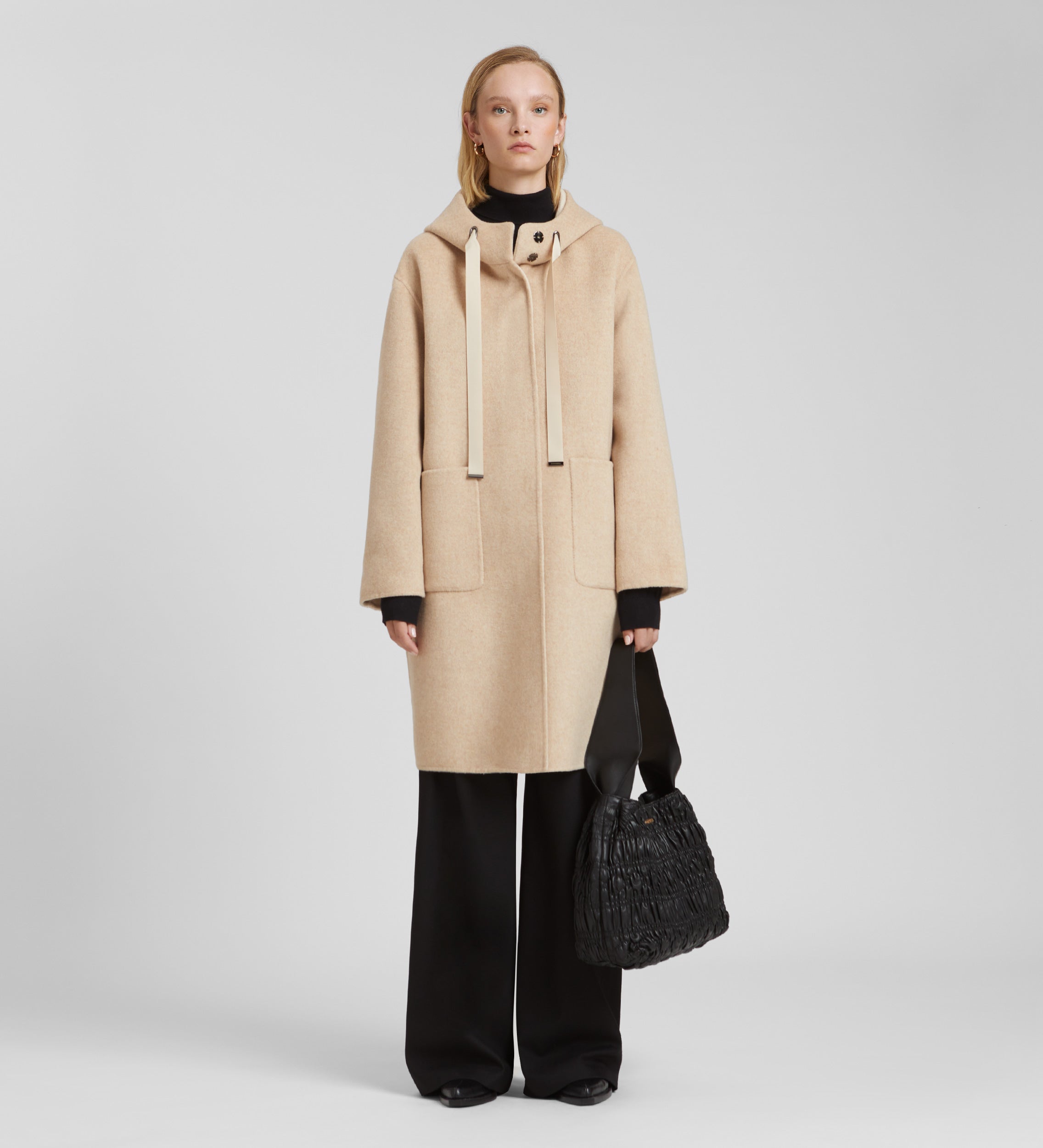 Hooded wool coat