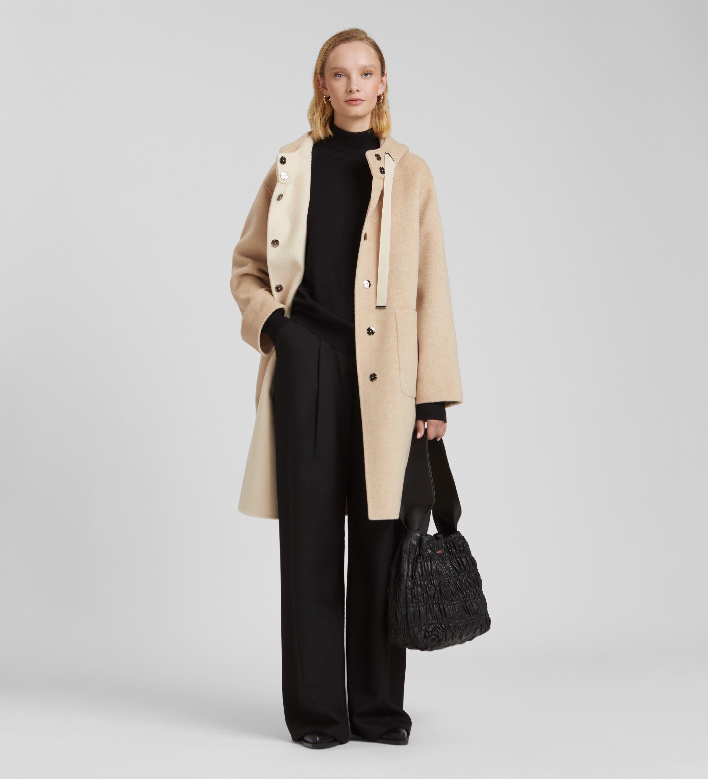 Hooded wool coat