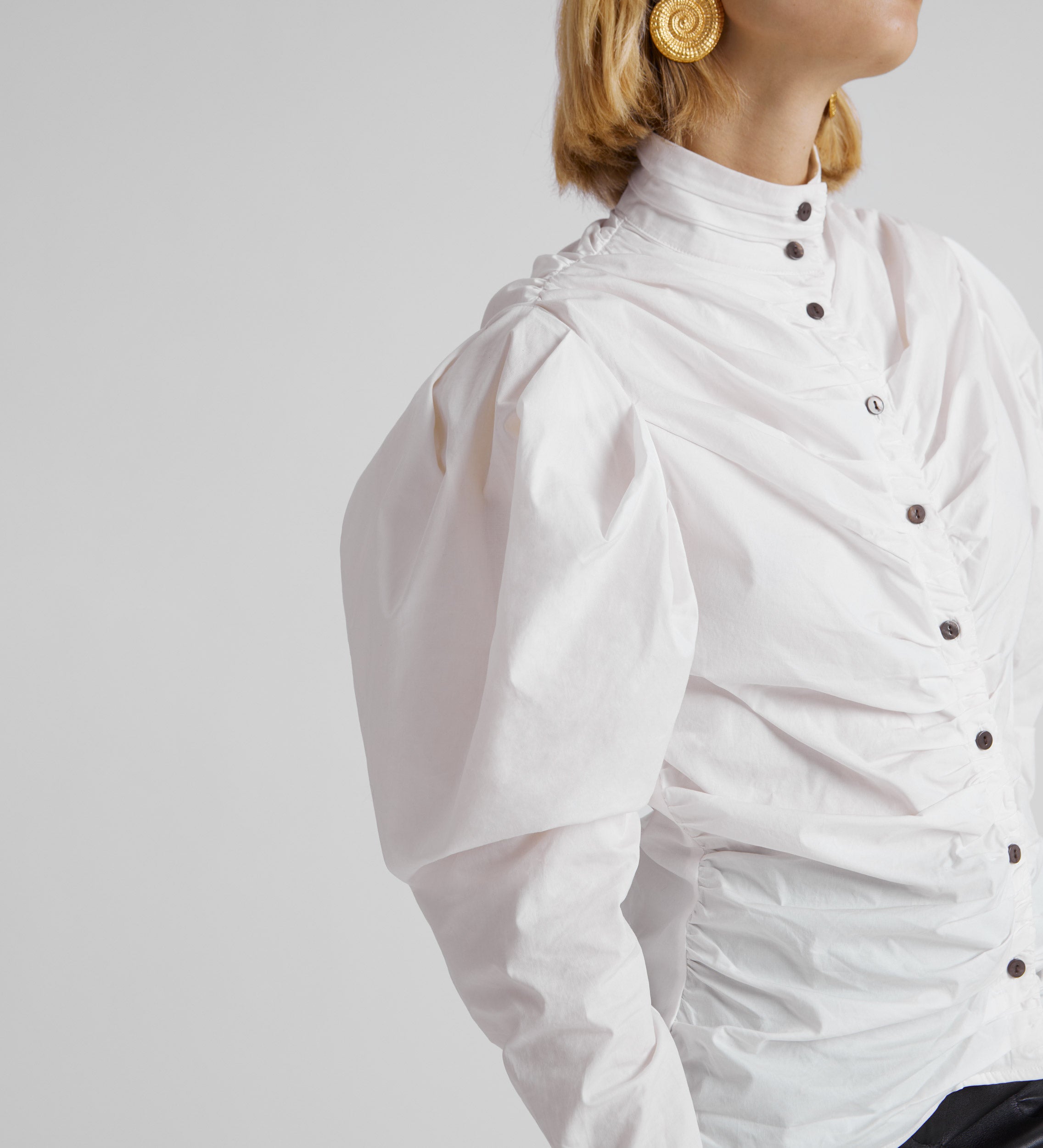 Gathered poplin shirt