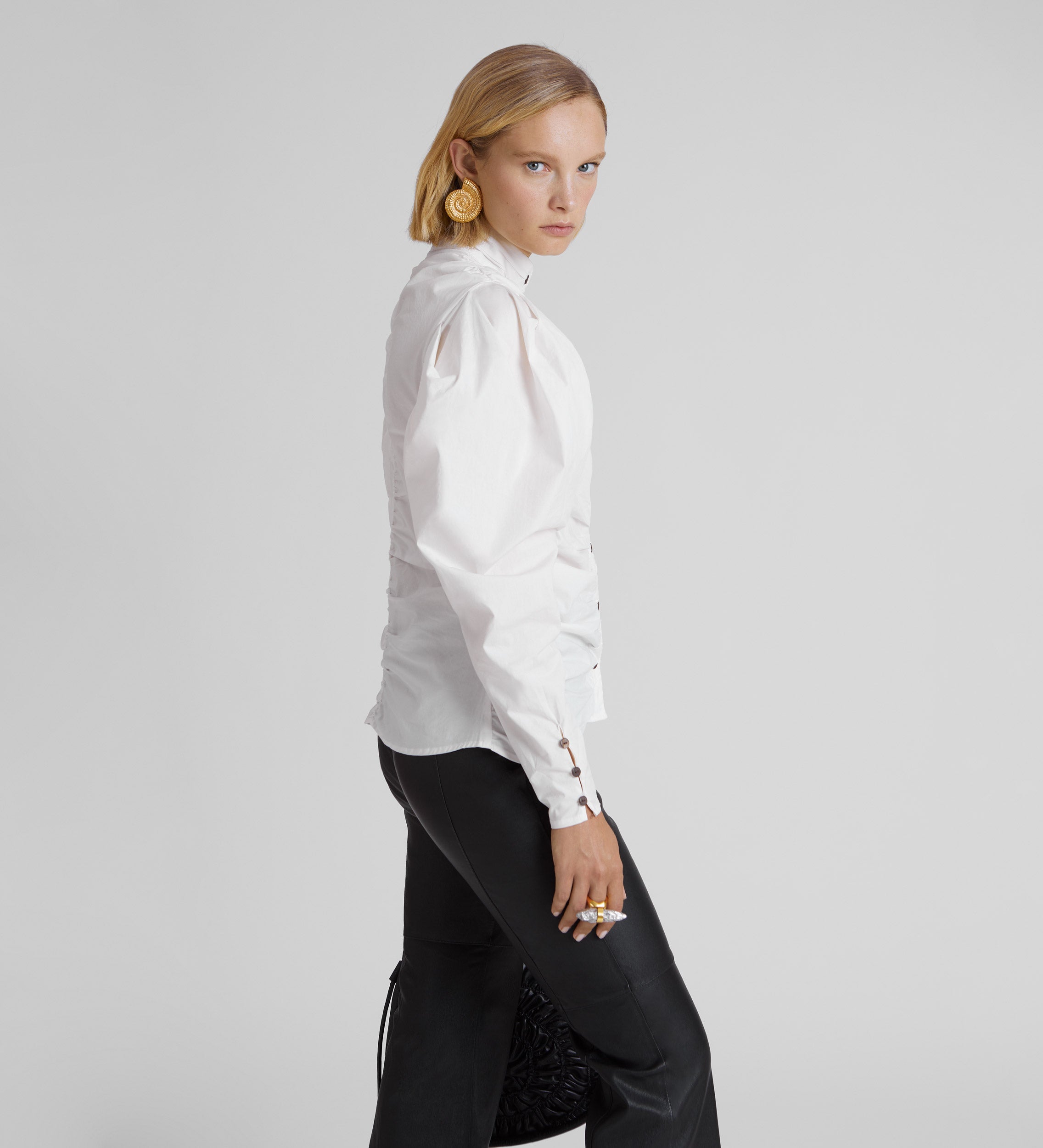 Gathered poplin shirt