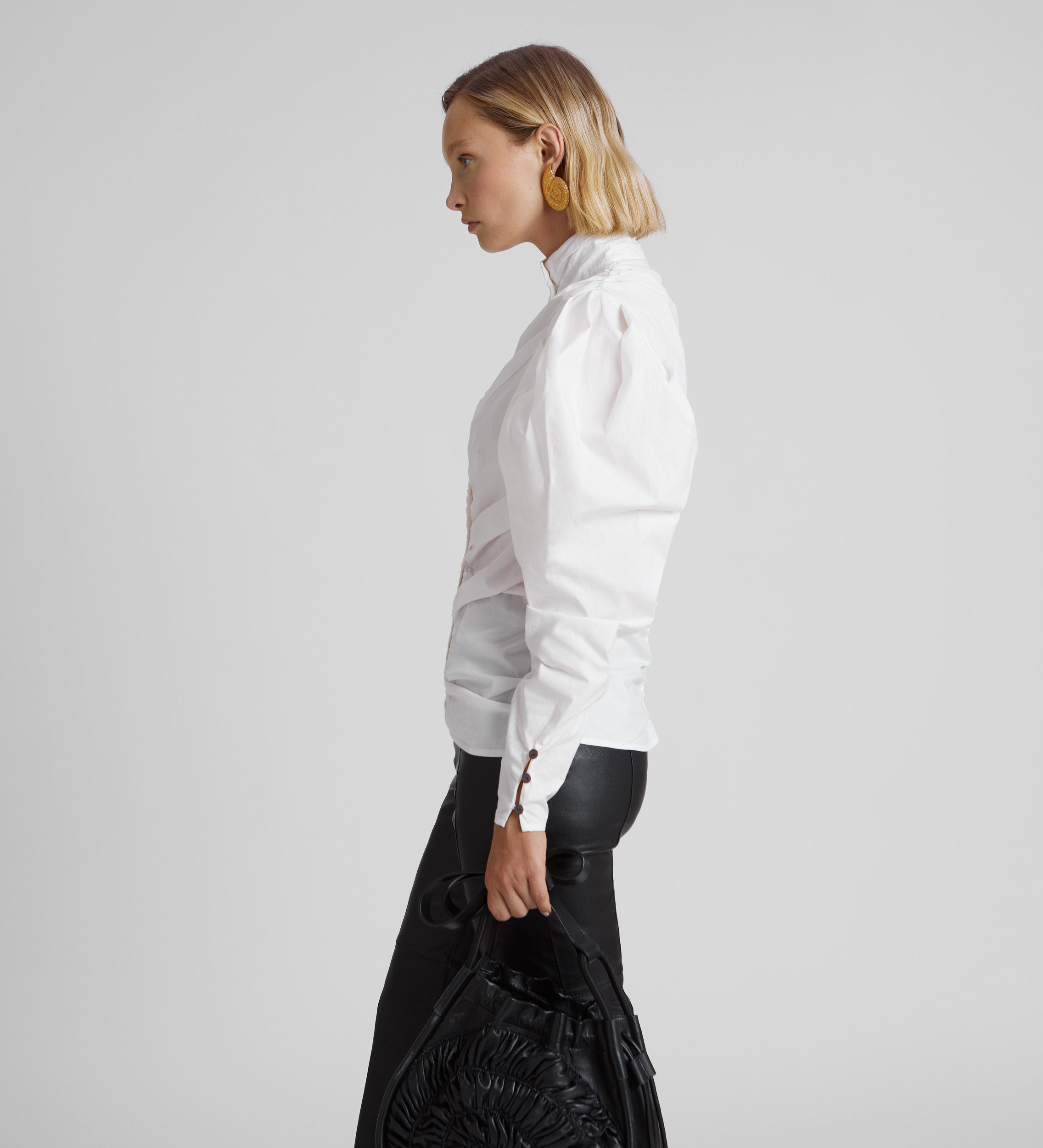 Gathered poplin shirt