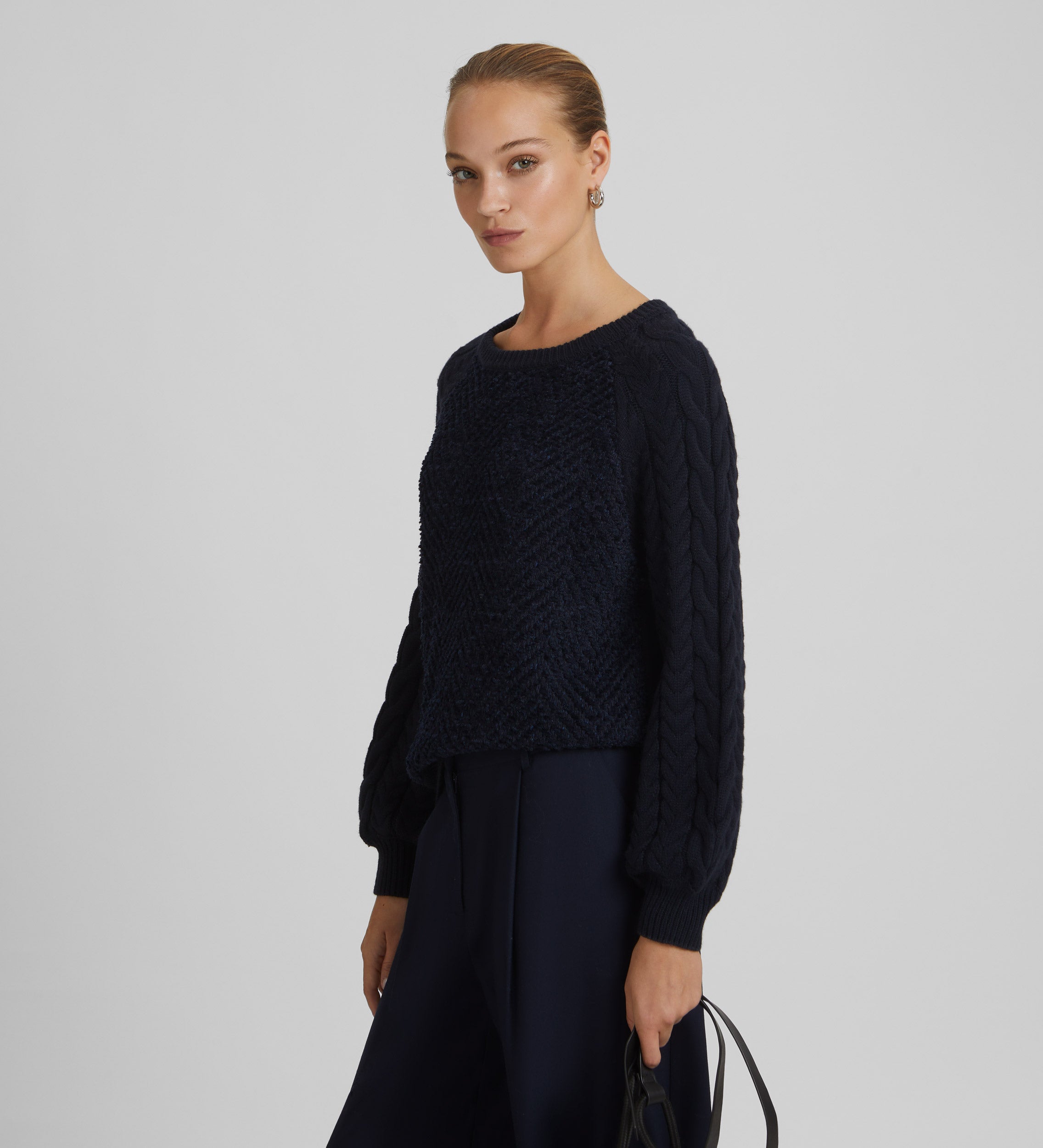 Pull jacquard bi-matière