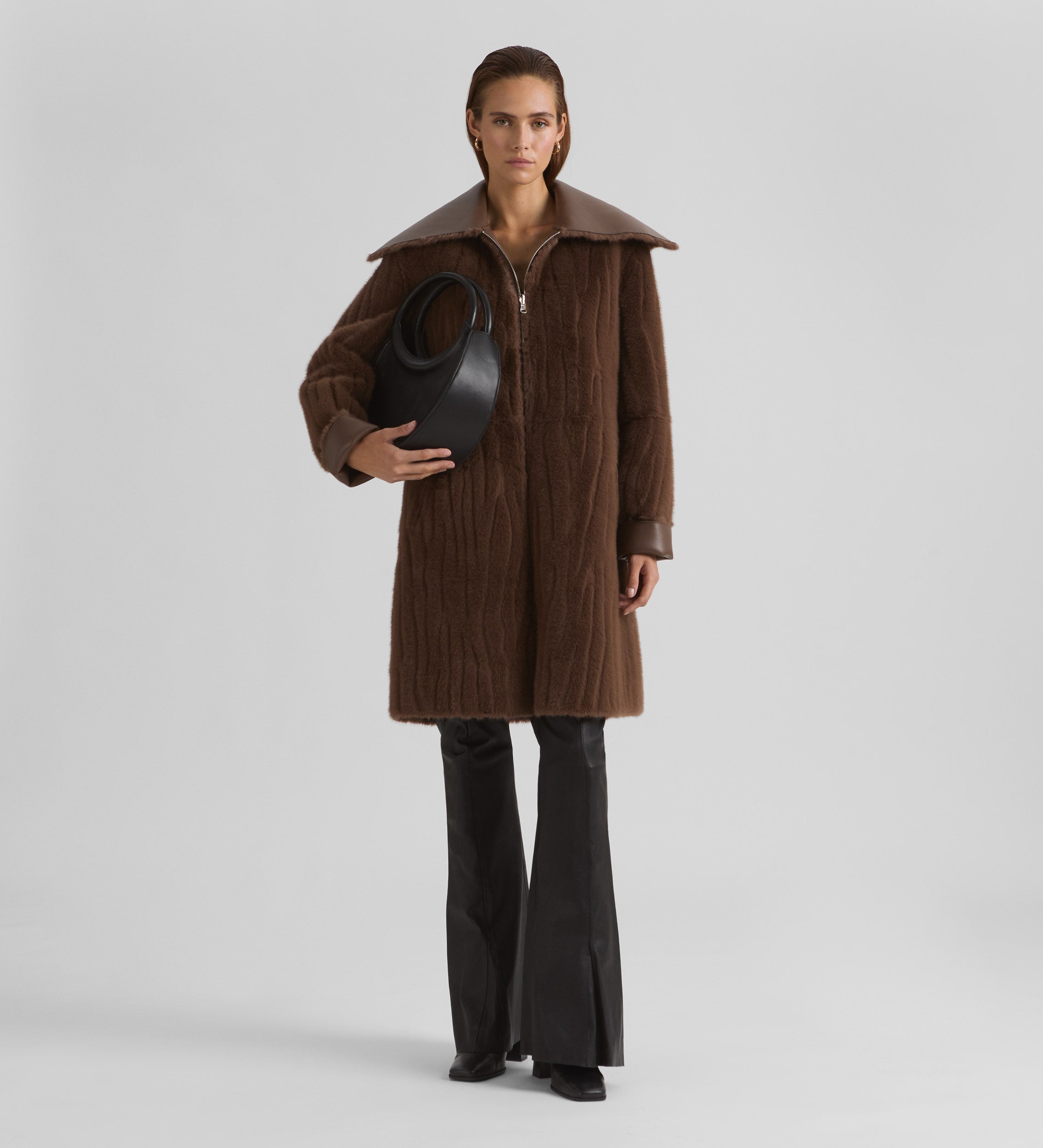 Reversible faux fur coat