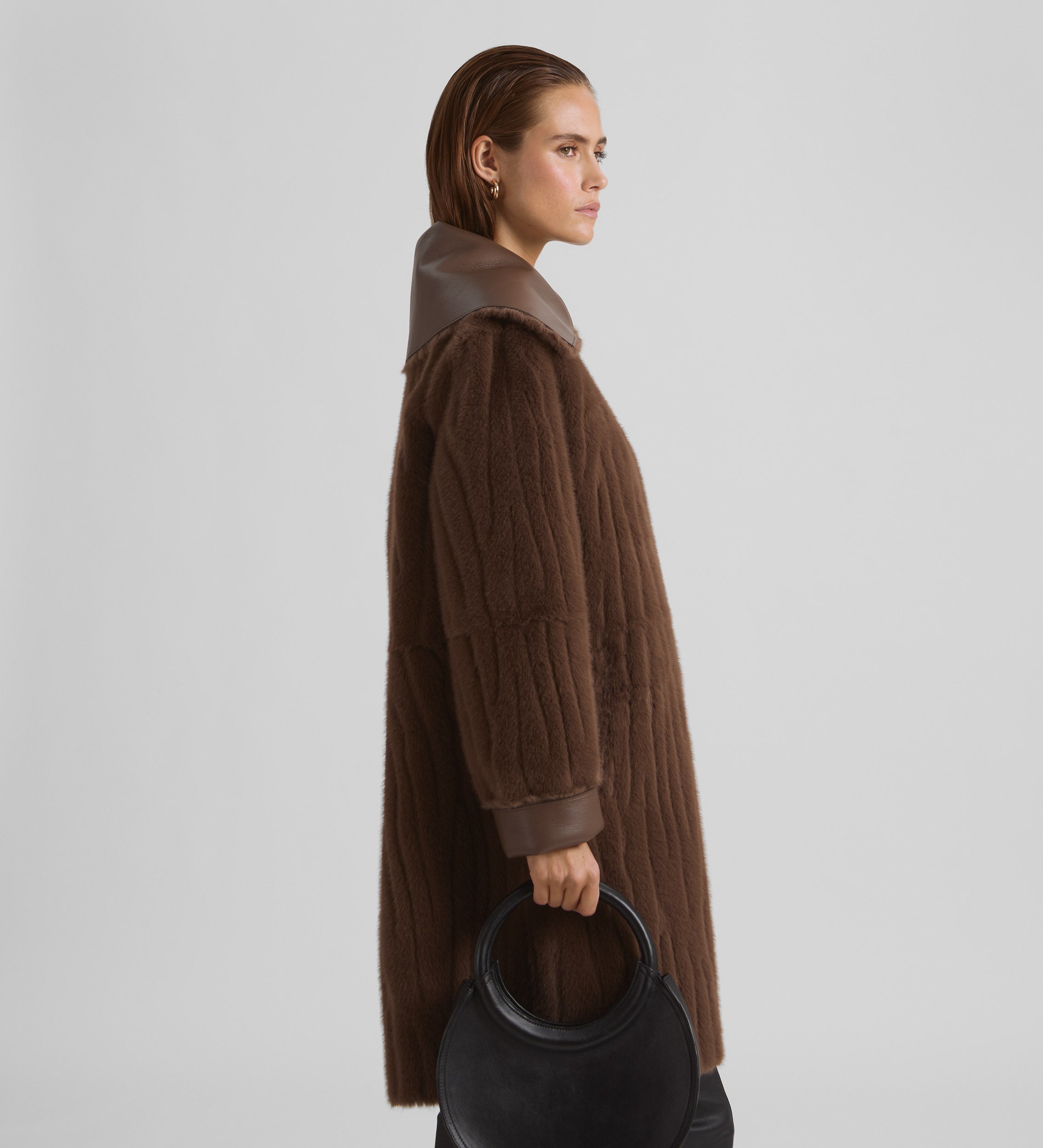 Reversible faux fur coat