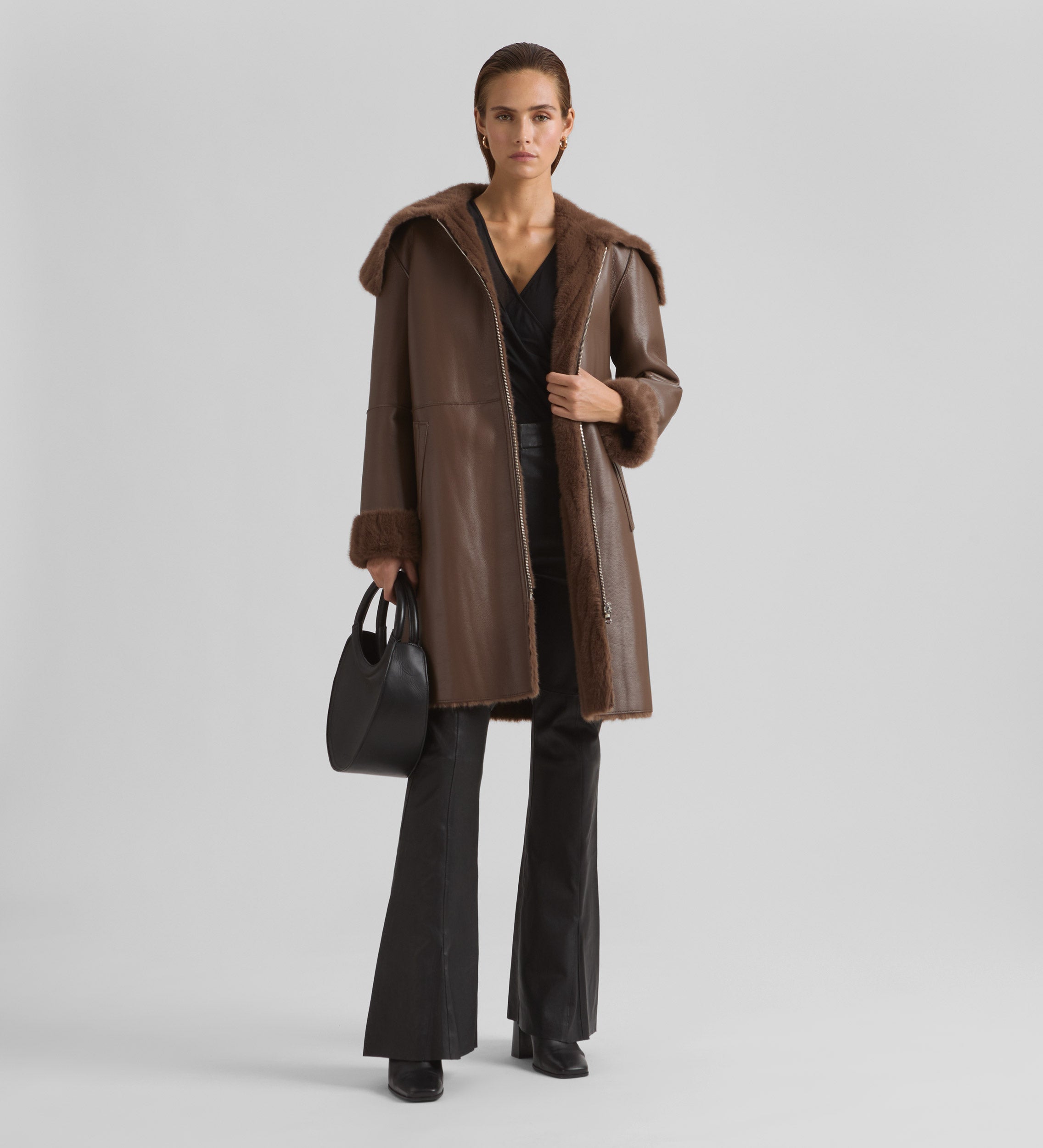 Reversible faux fur coat