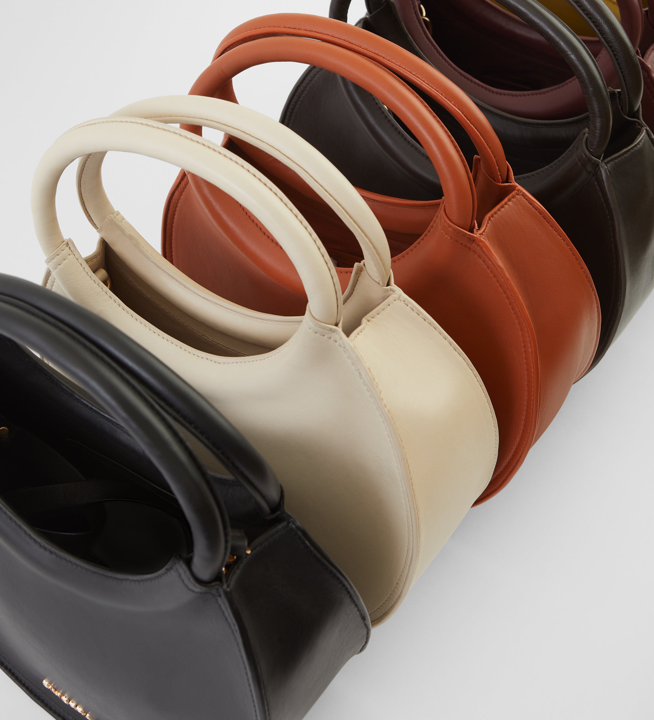 Circular leather bag