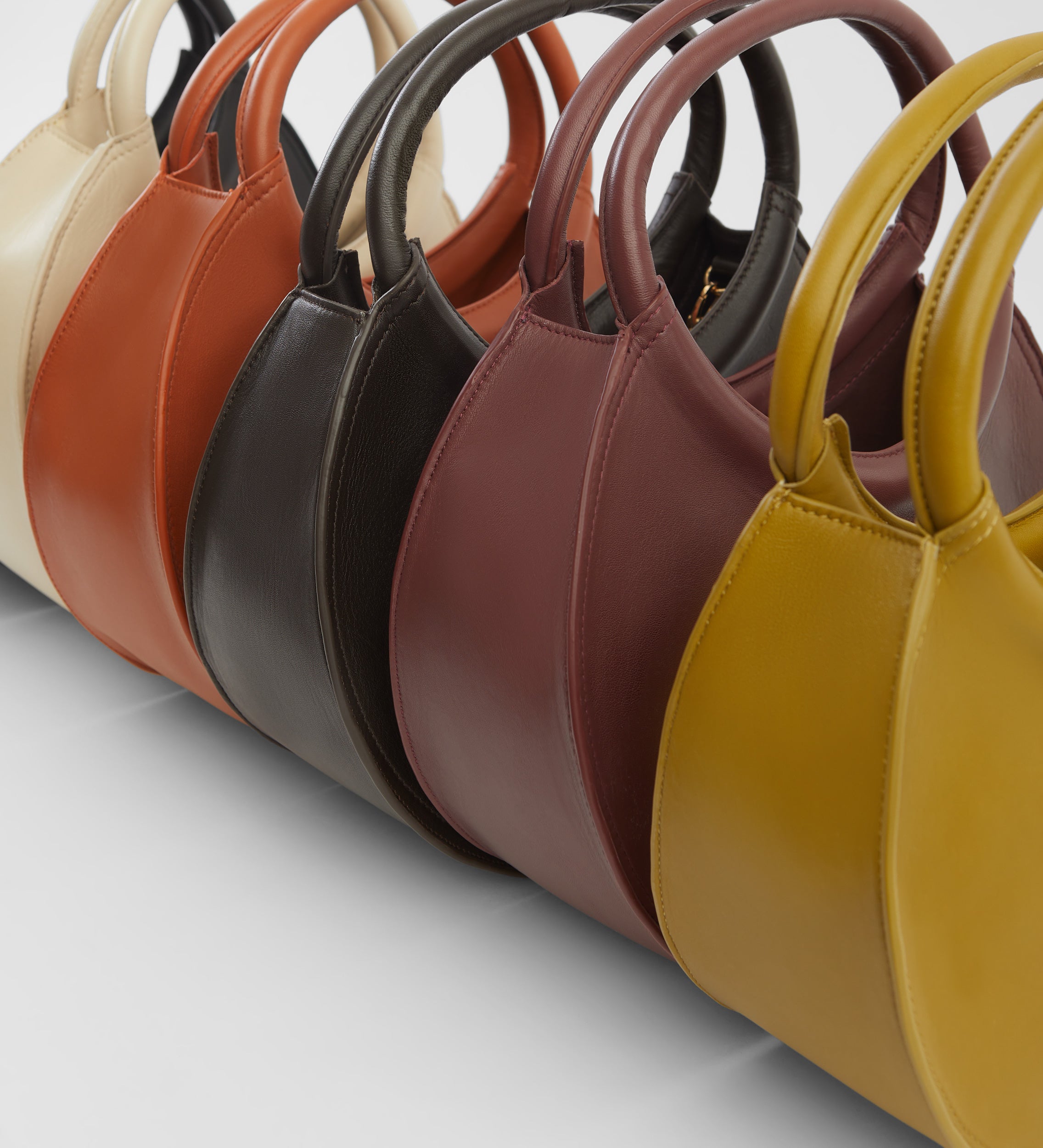 Circular leather bag