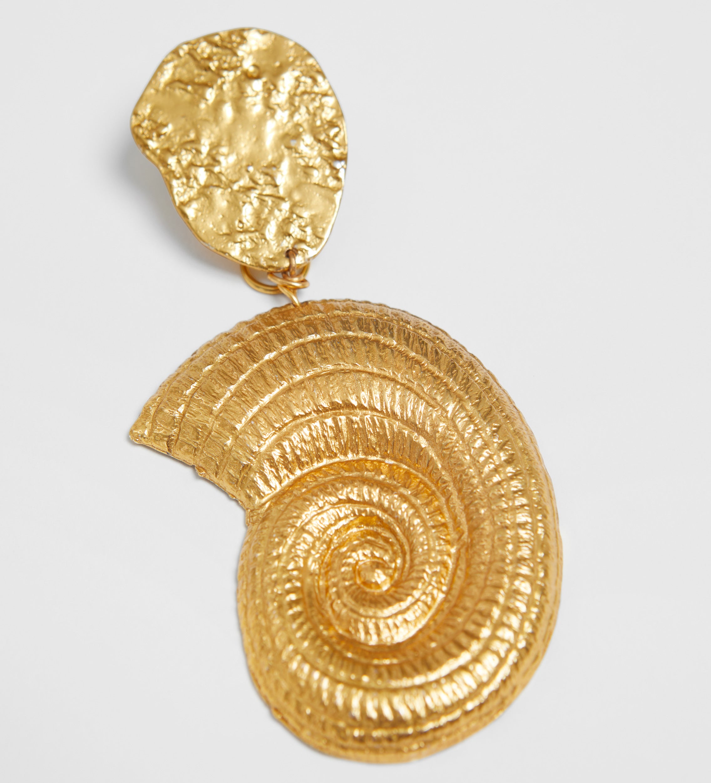 Boucle d'oreille texture et ammonite