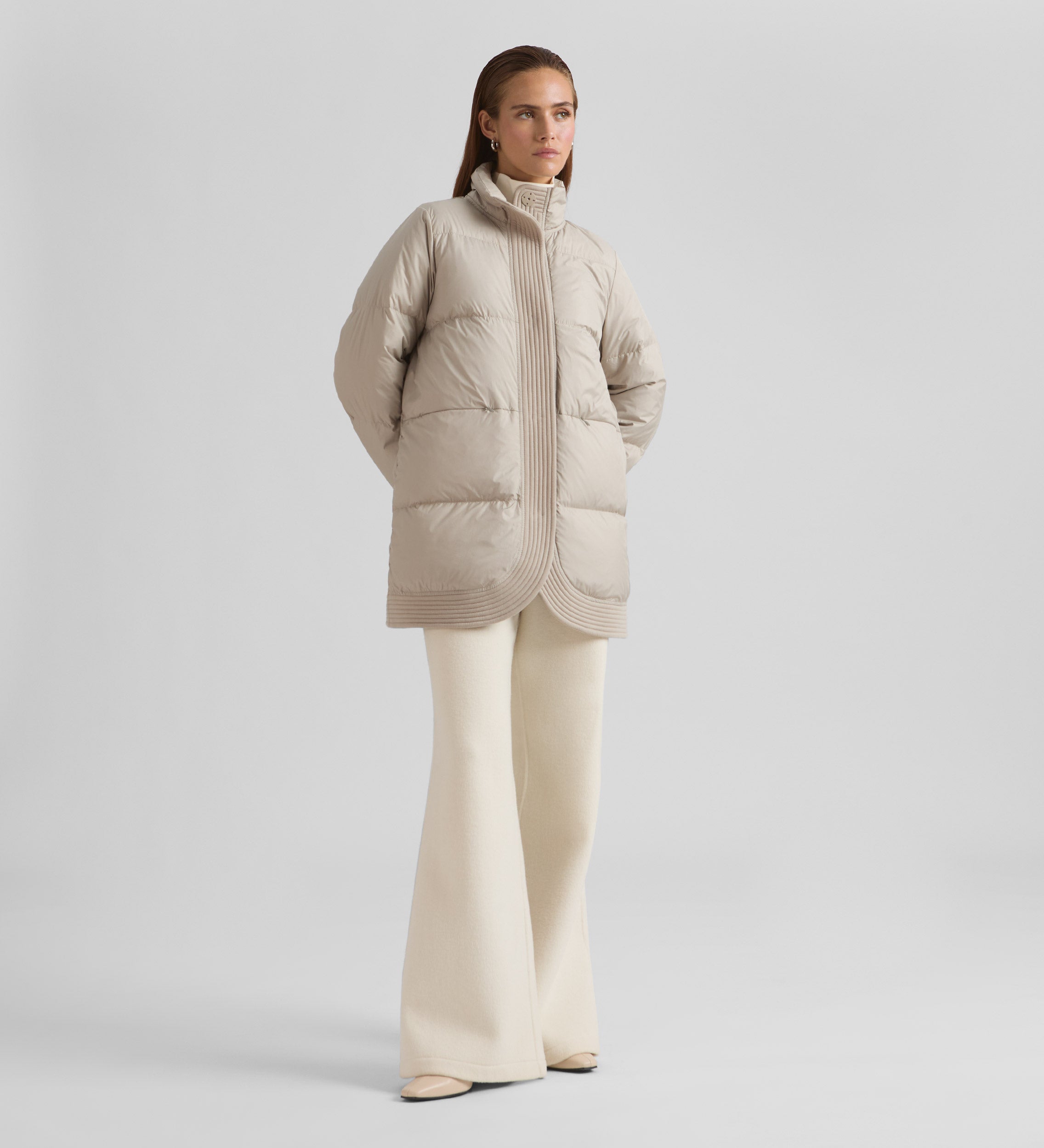 Long parka with stitching