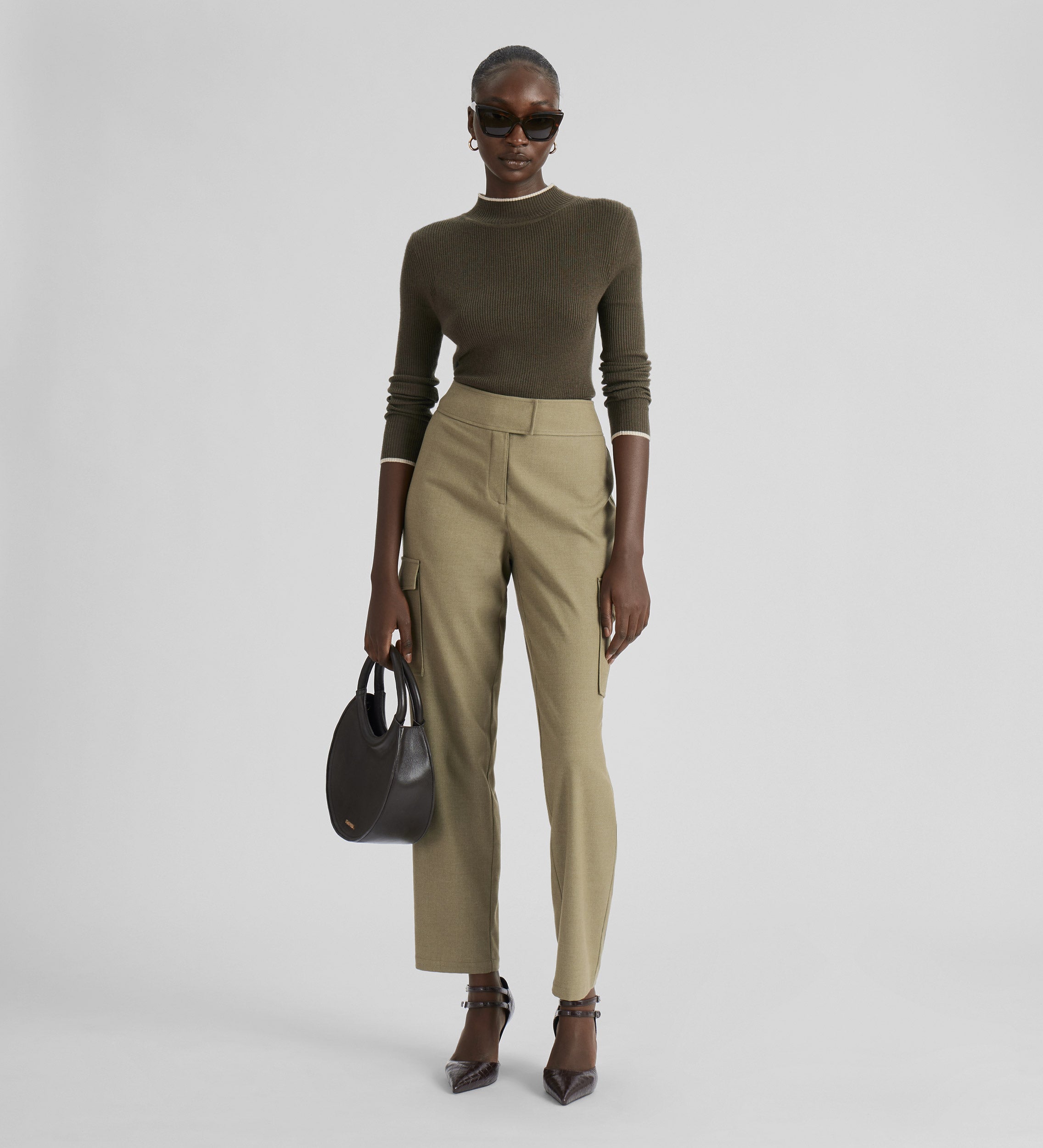 Suede cargo trousers