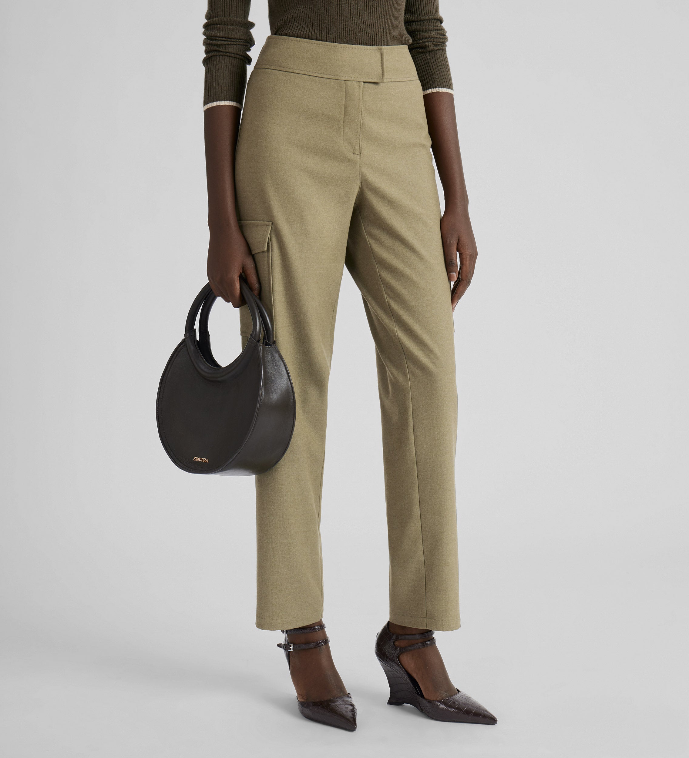 Suede cargo trousers