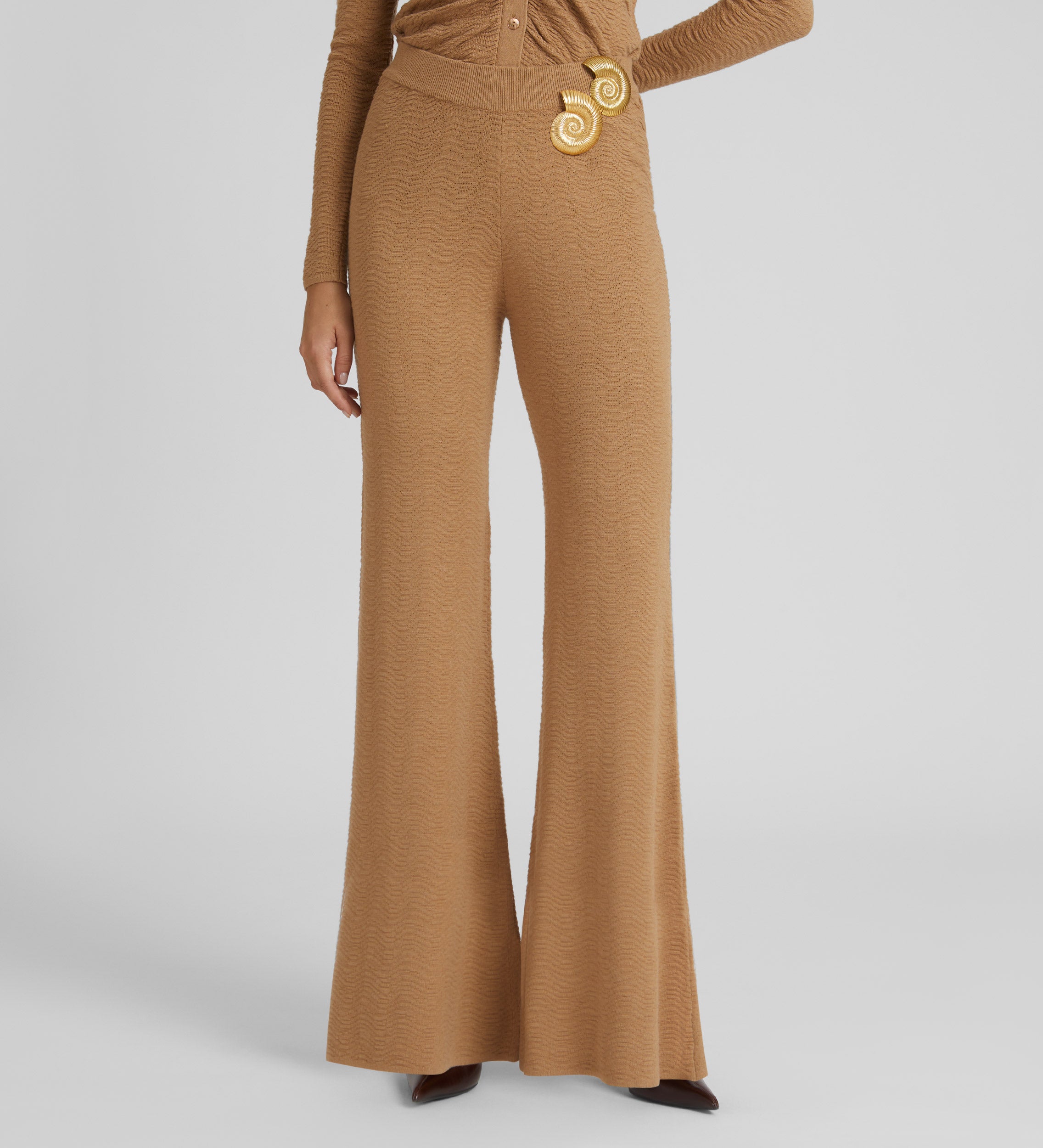 Textured knit trousers