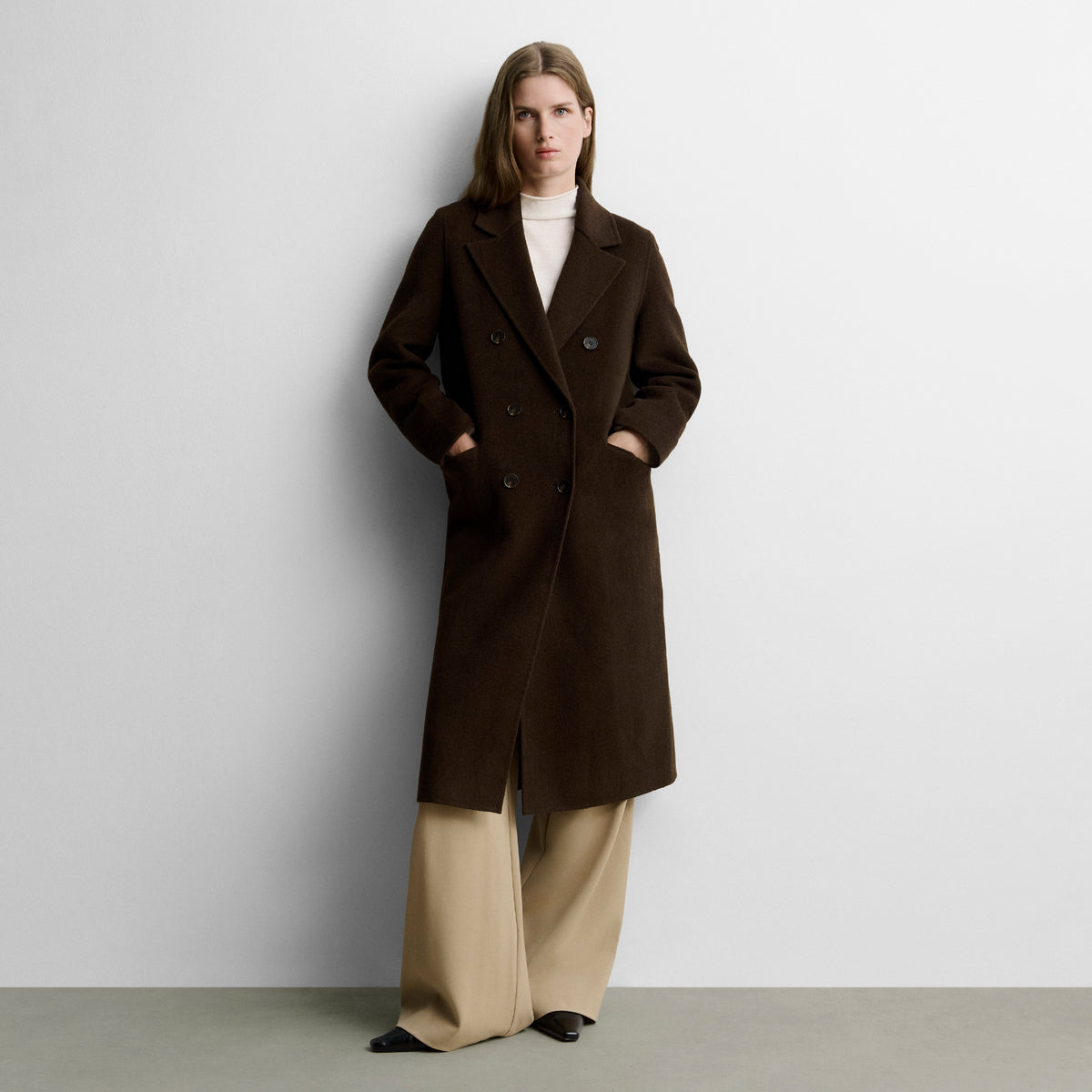 Manteau long double boutonnage