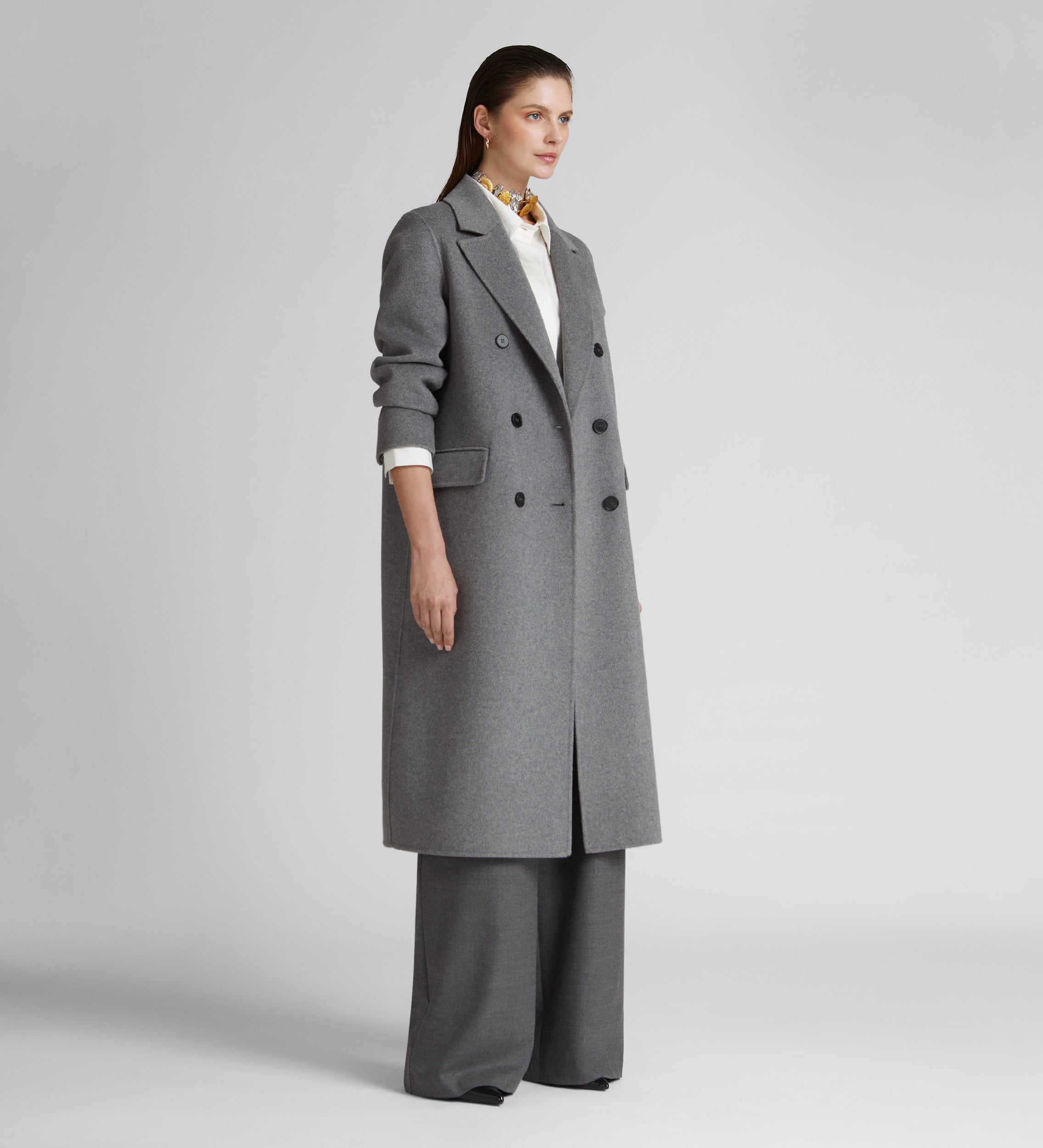 Manteau long à double boutonnage