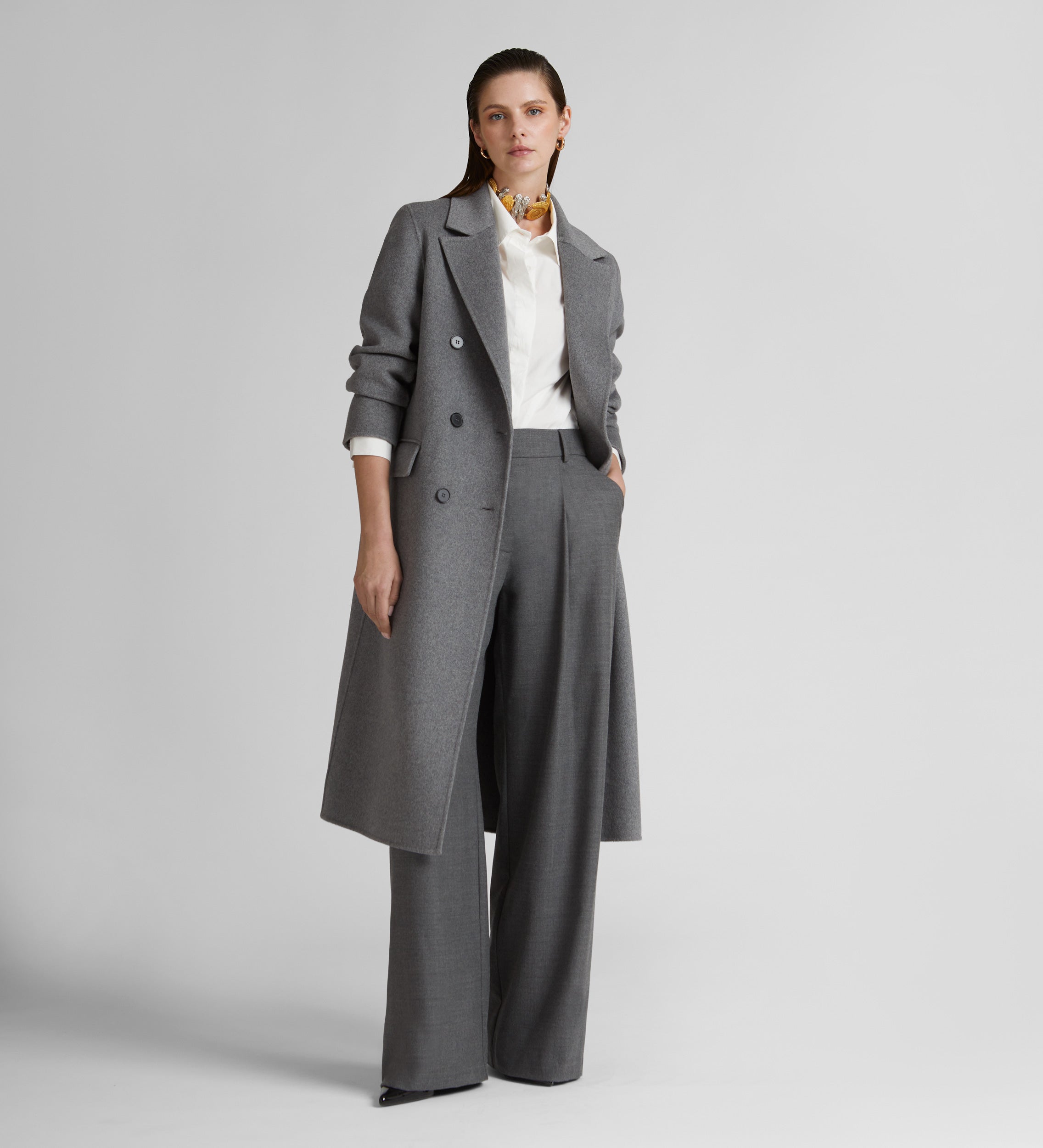 Manteau long à double boutonnage