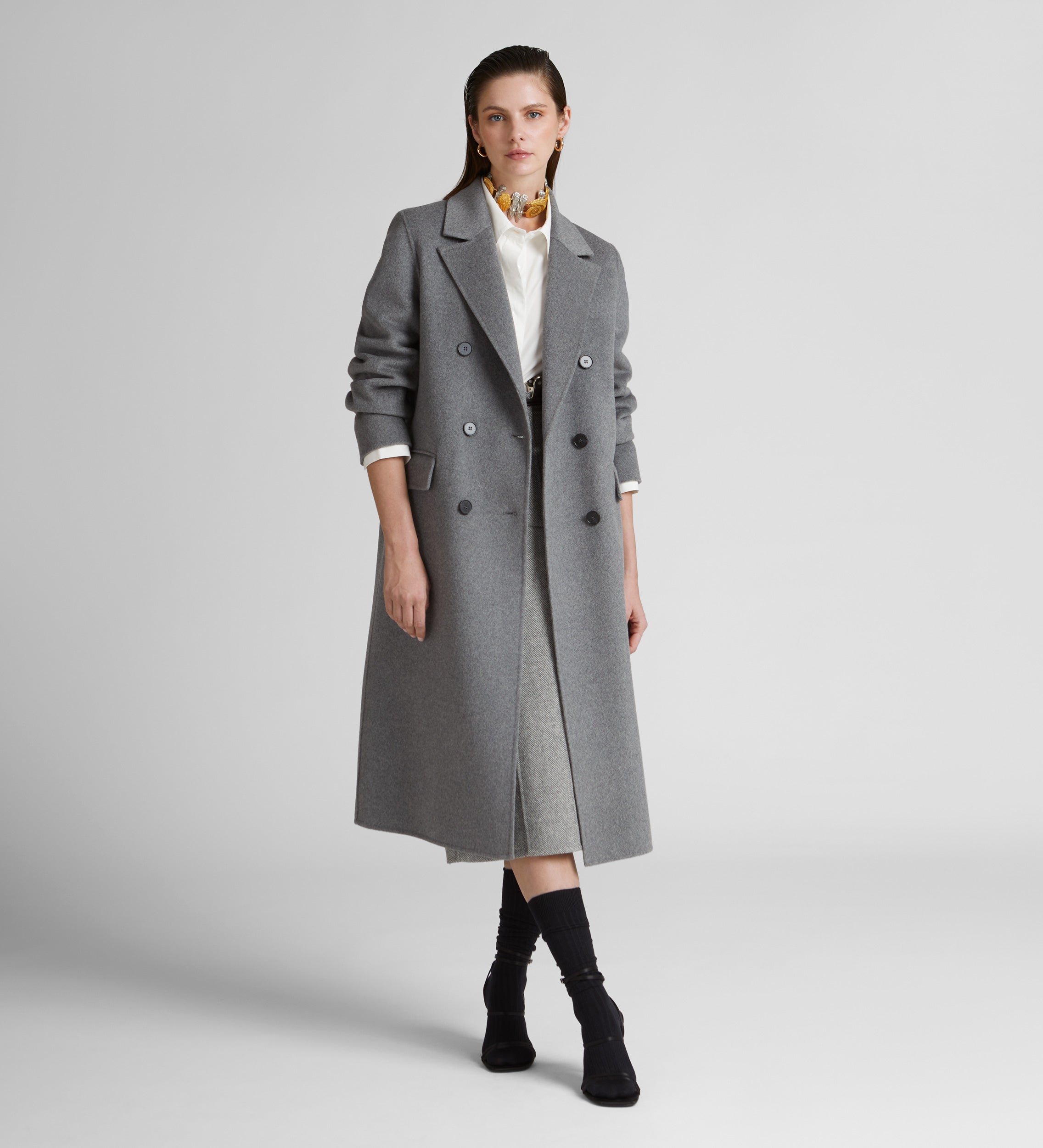 Manteau long à double boutonnage