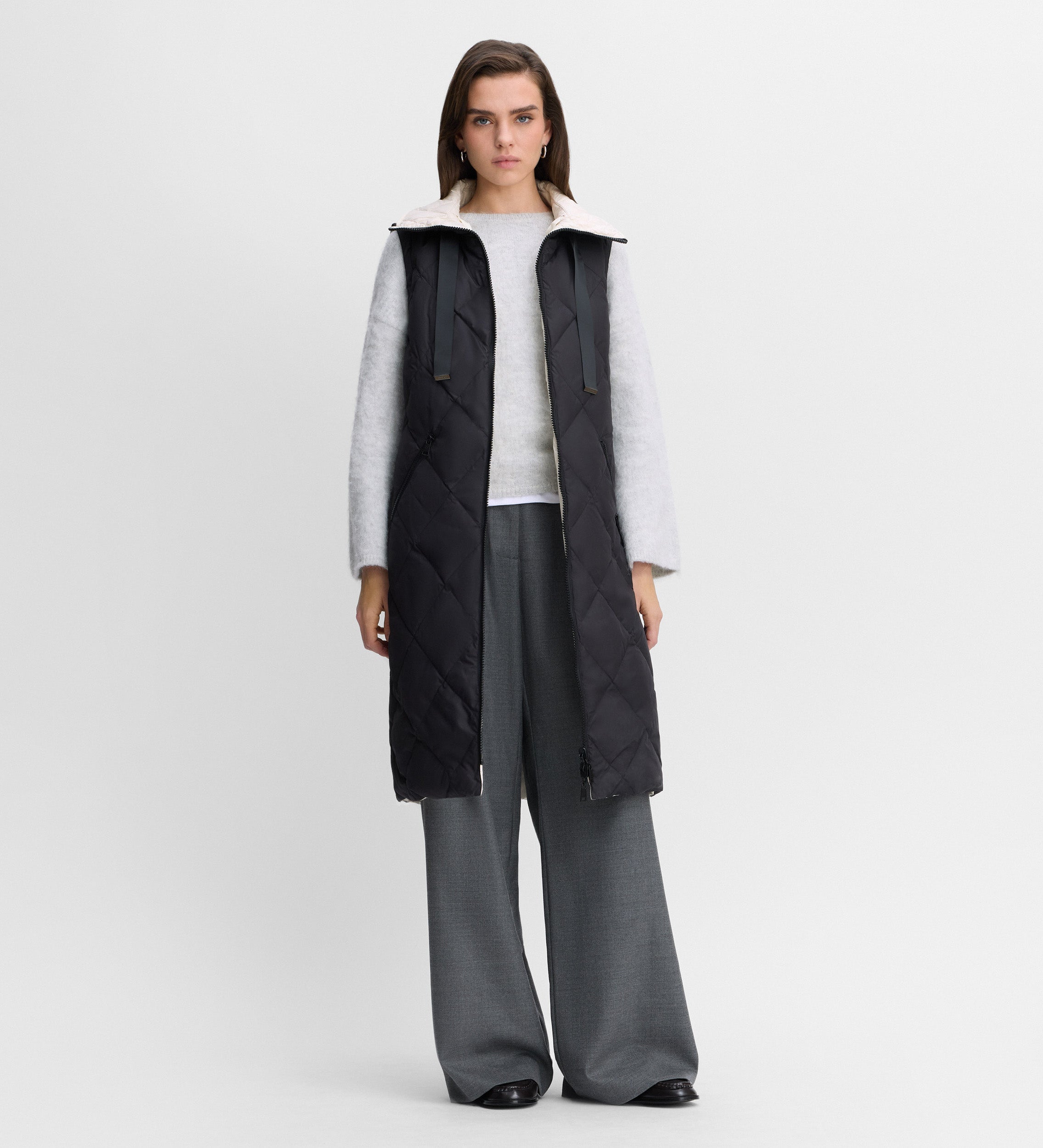 Long reversible down jacket