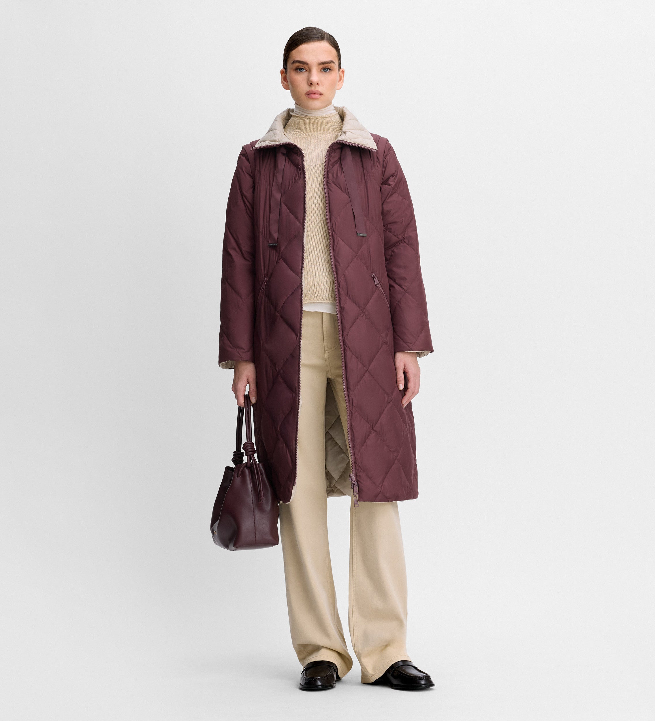 Long reversible down jacket