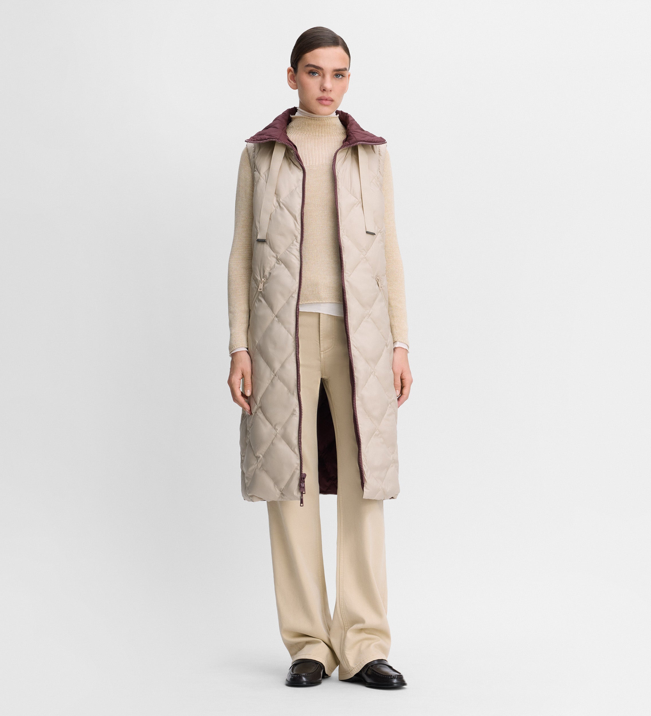 Long reversible down jacket