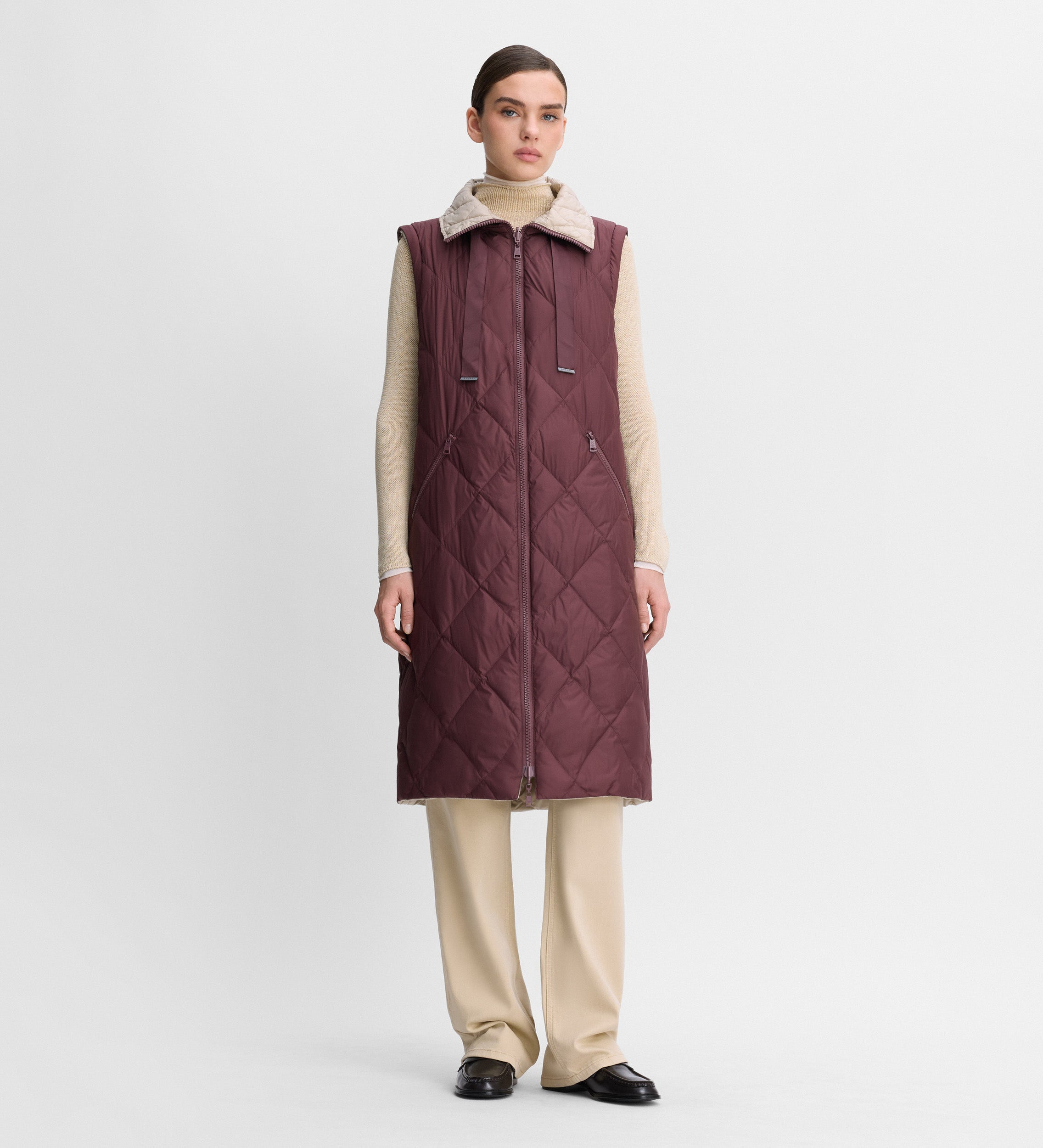 Long reversible down jacket