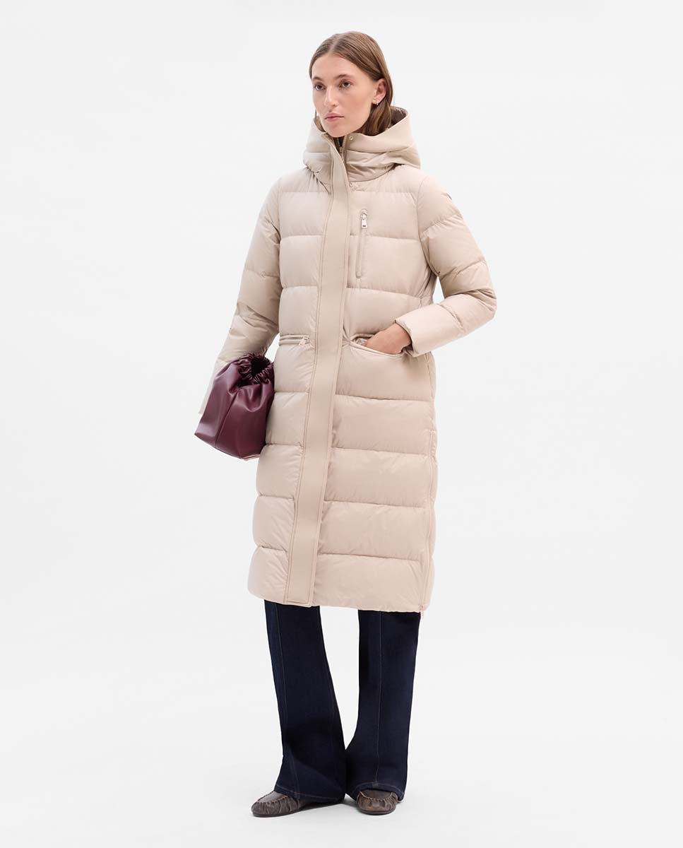 Long down jacket with hood