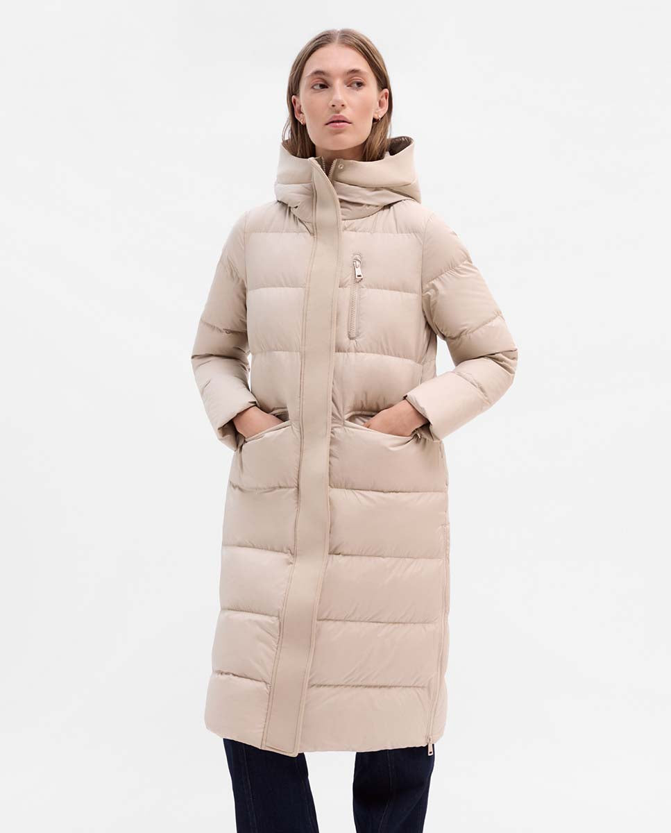 Long down jacket with hood
