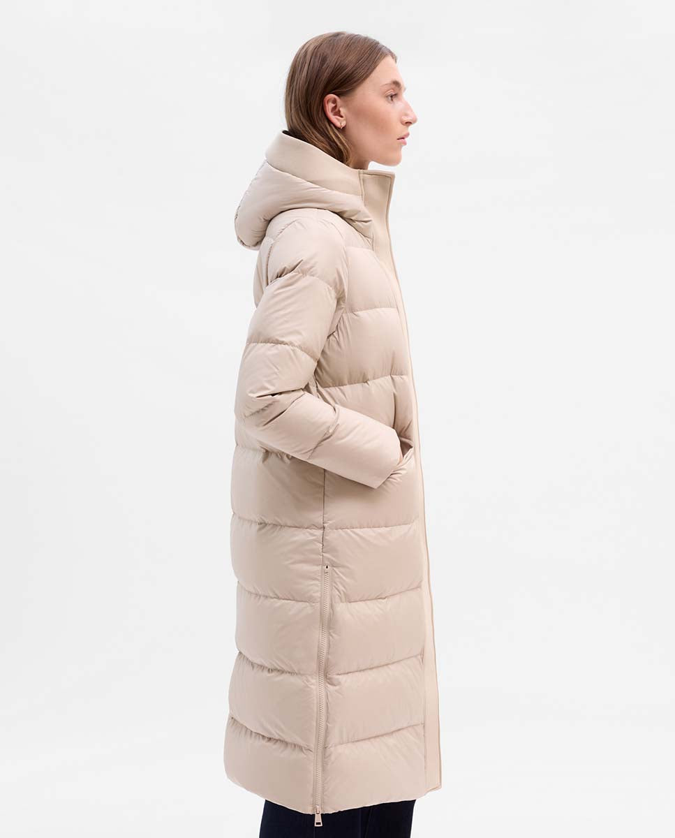Long down jacket with hood