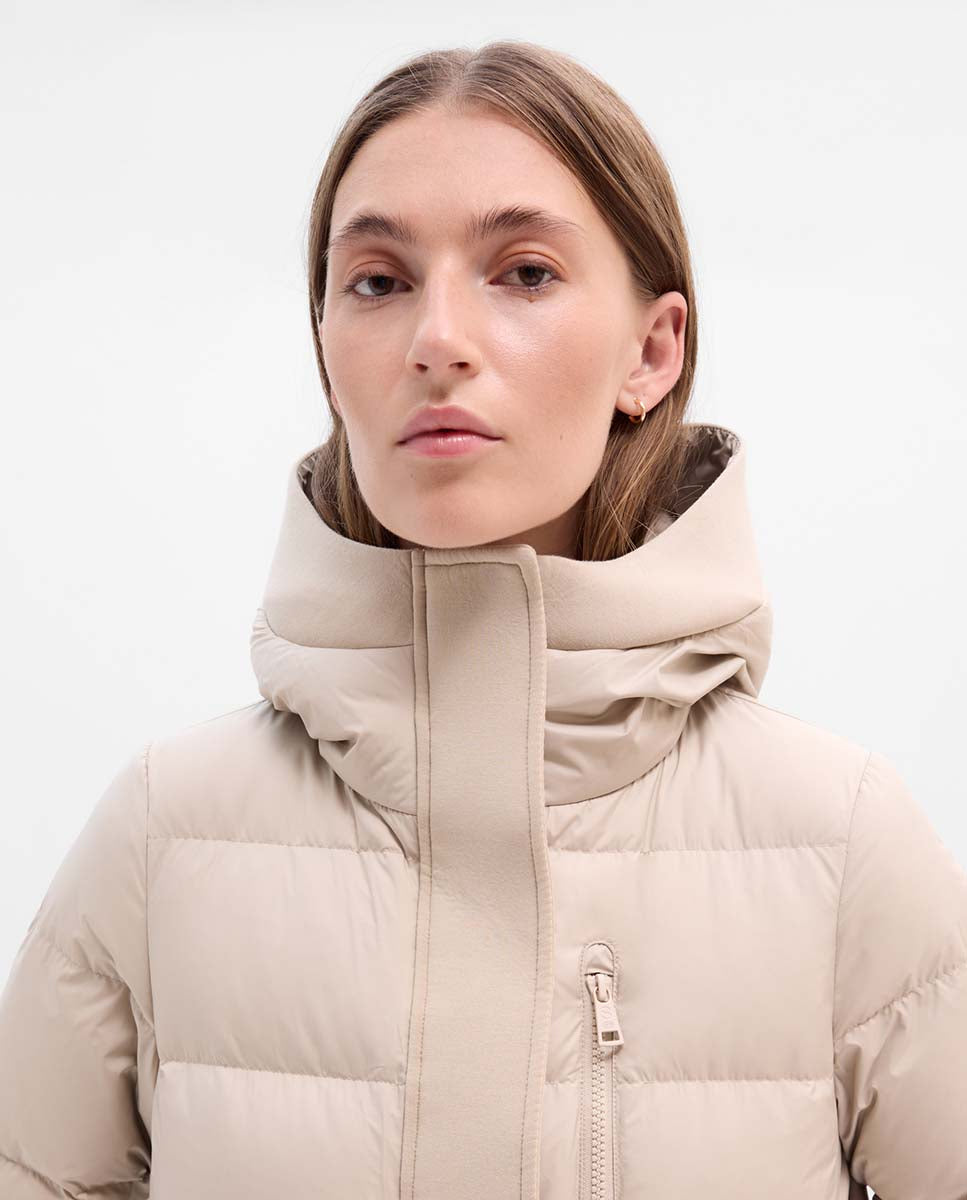 Long down jacket with hood