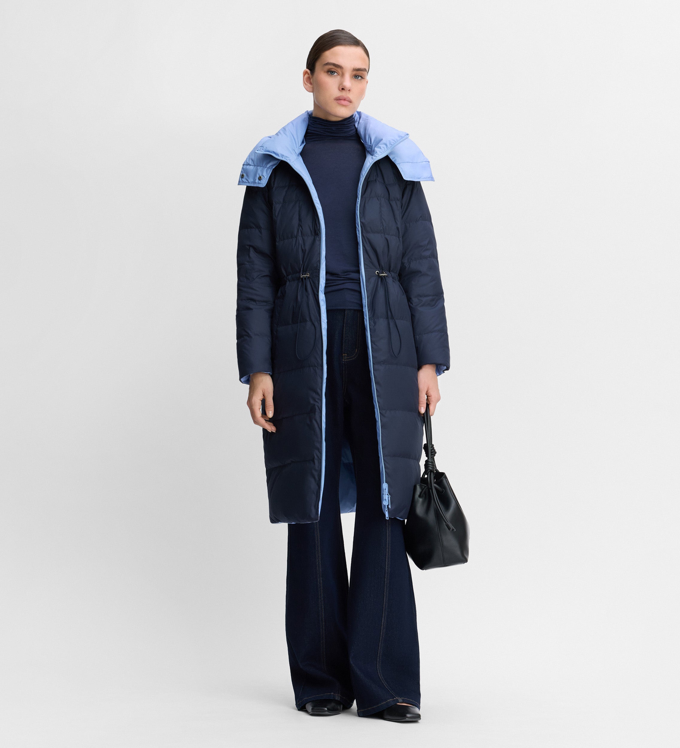 Long reversible down jacket