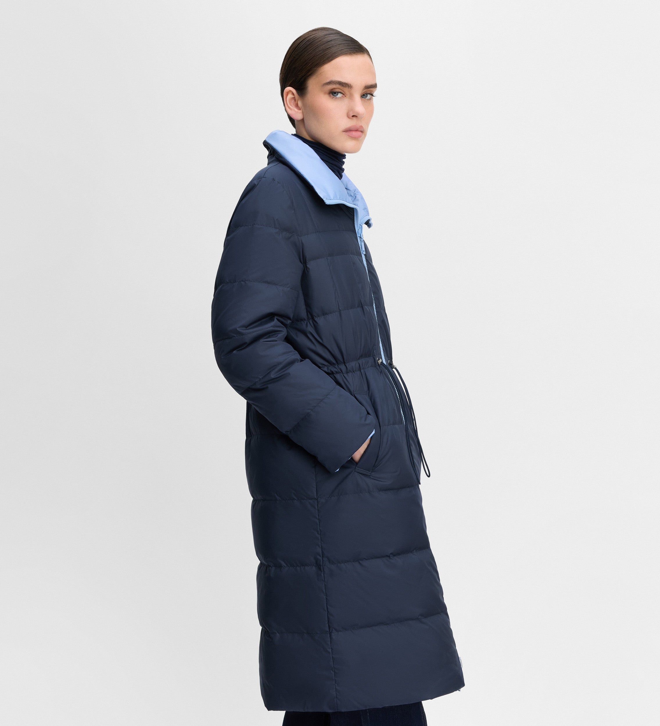 Long reversible down jacket