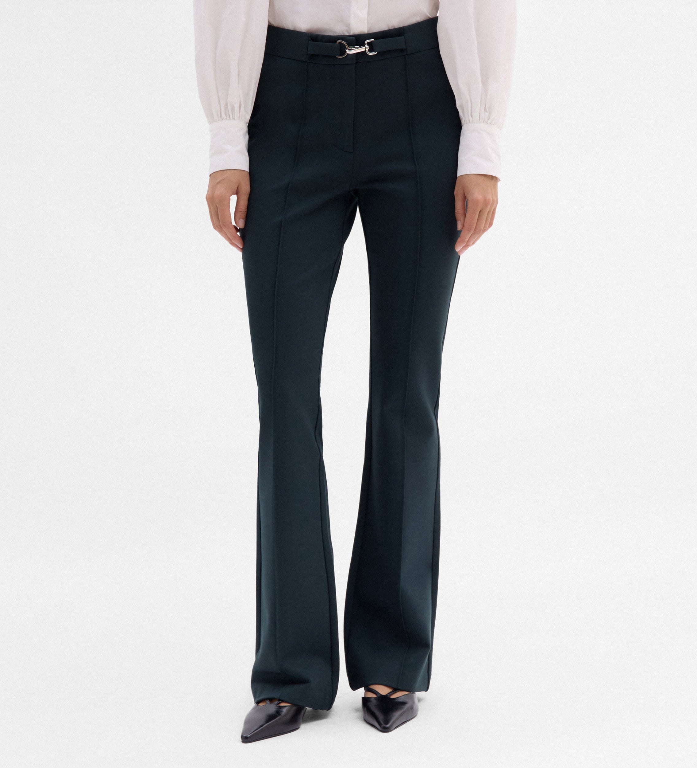 Flared pants with belt