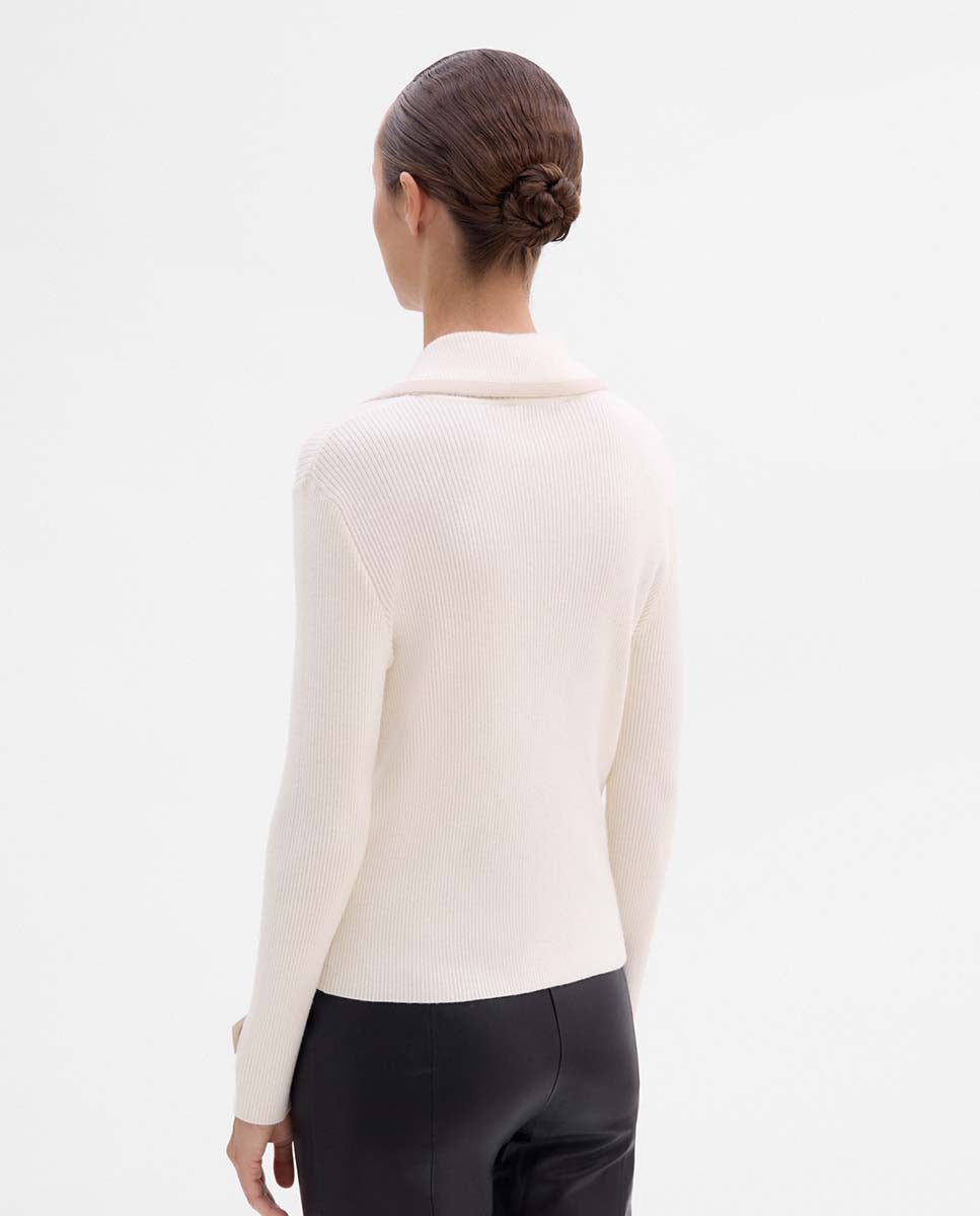 Knitted jacket with leather