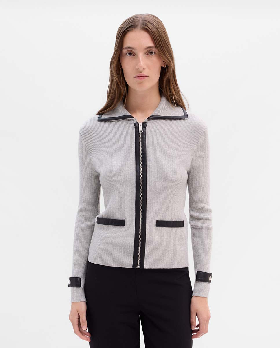 Chaqueta de punto con polipiel