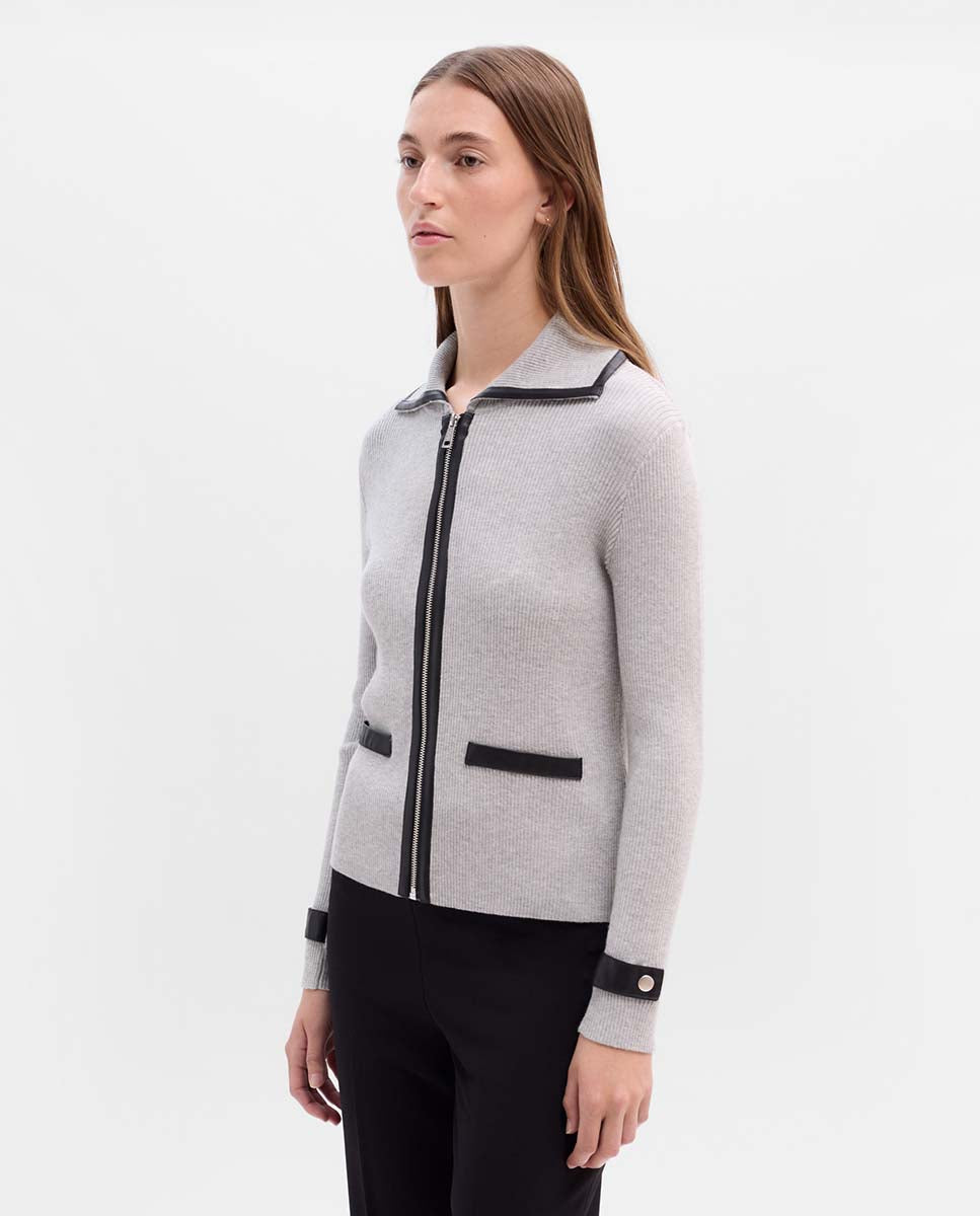 Chaqueta de punto con polipiel