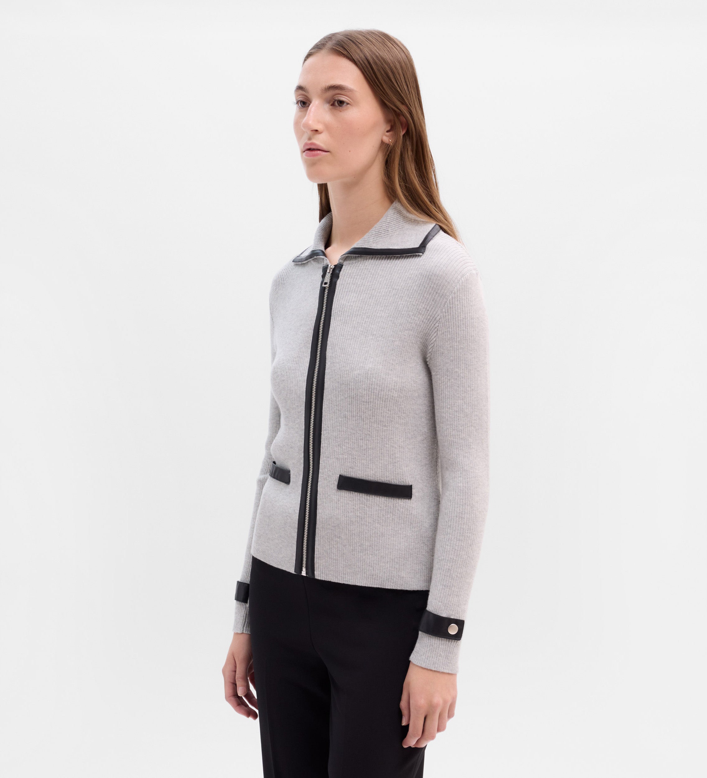 Chaqueta punto efecto piel