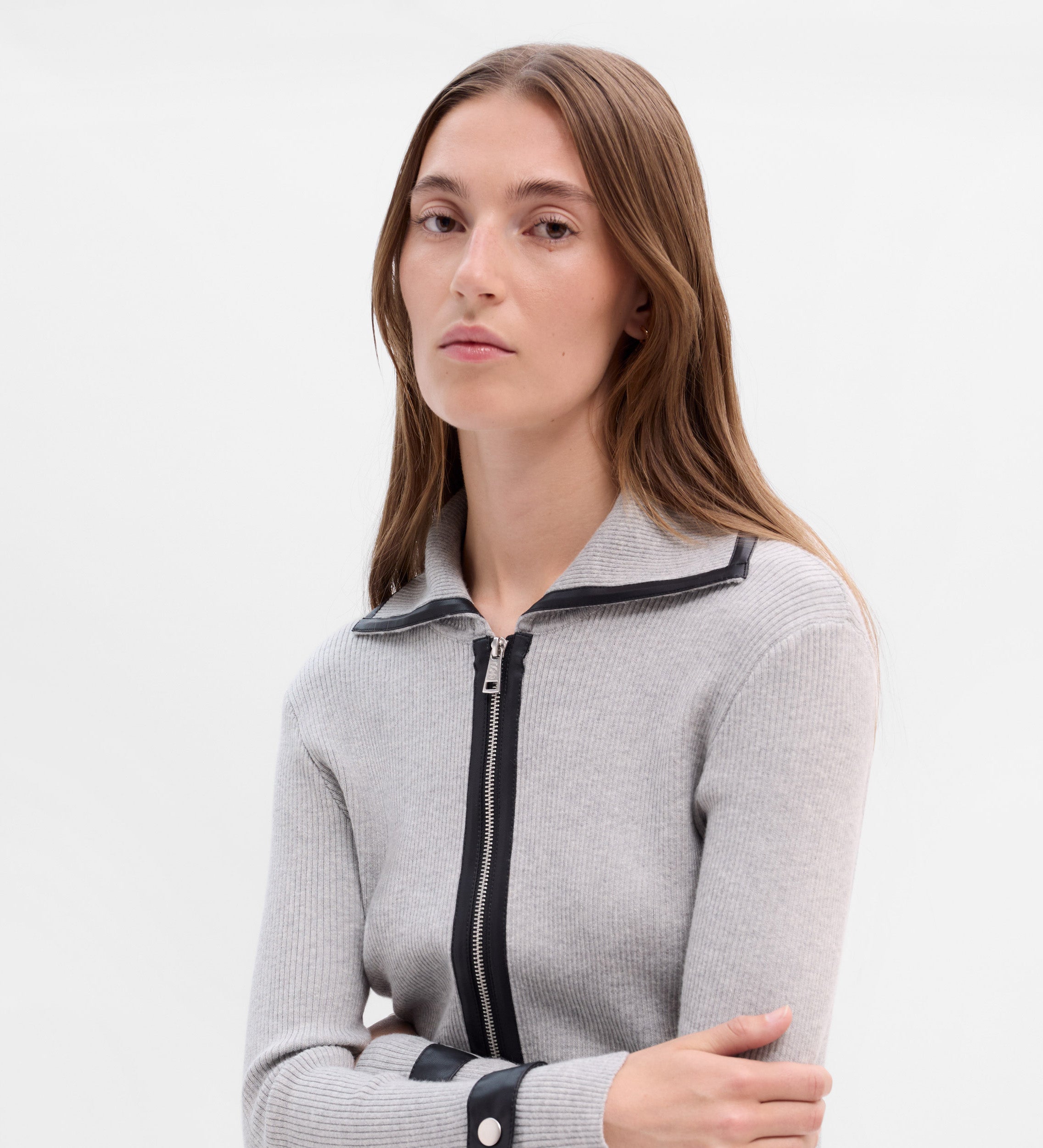 Chaqueta punto efecto piel