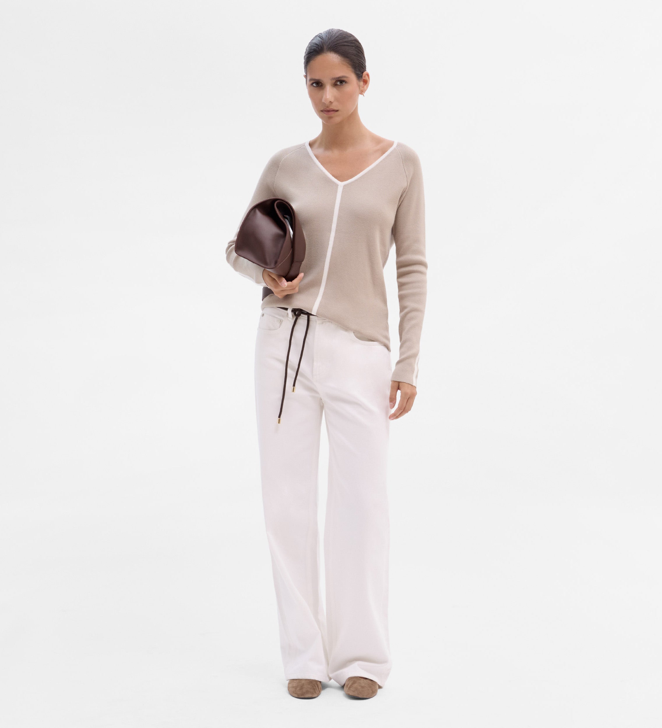 Jersey escote pico bicolor