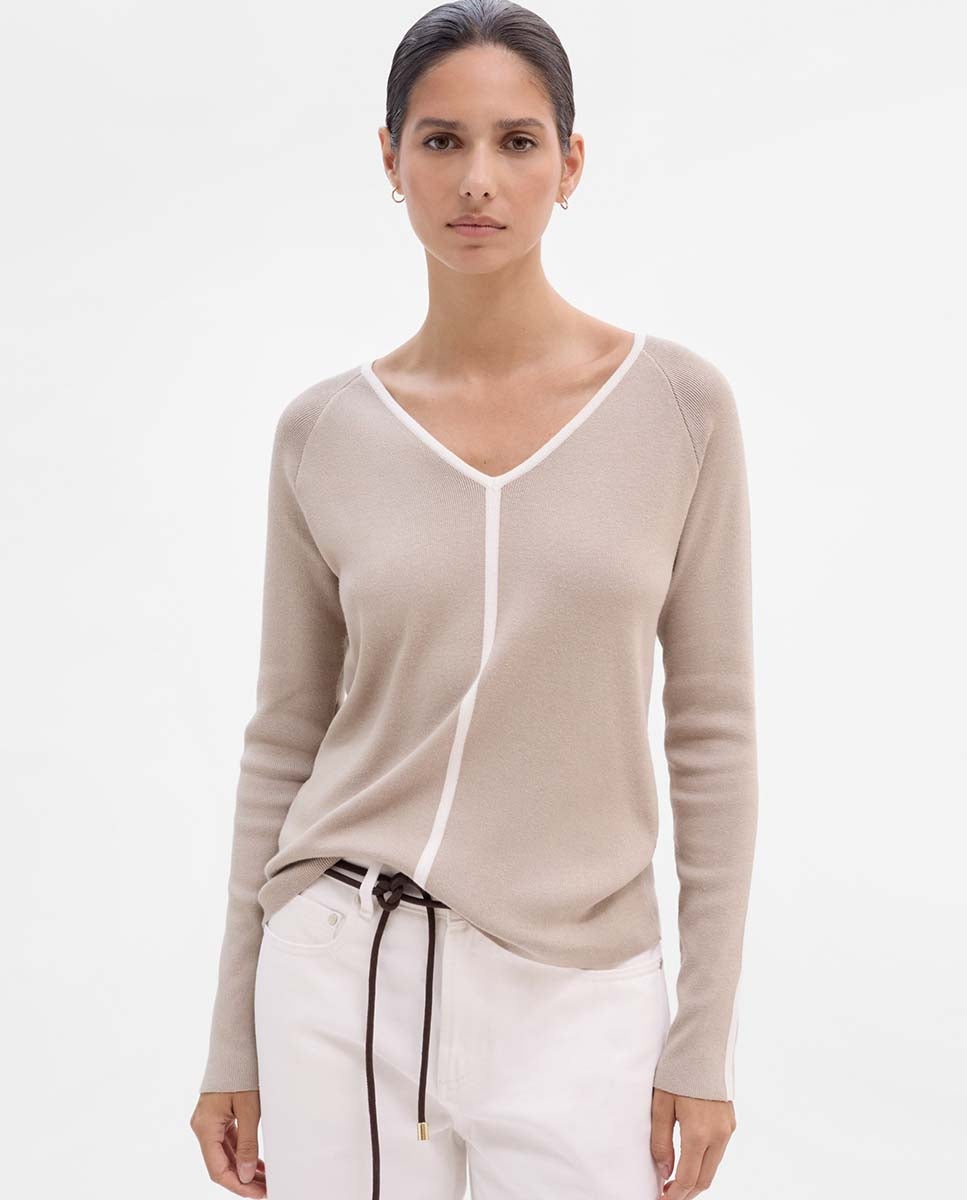 Jersey escote pico bicolor