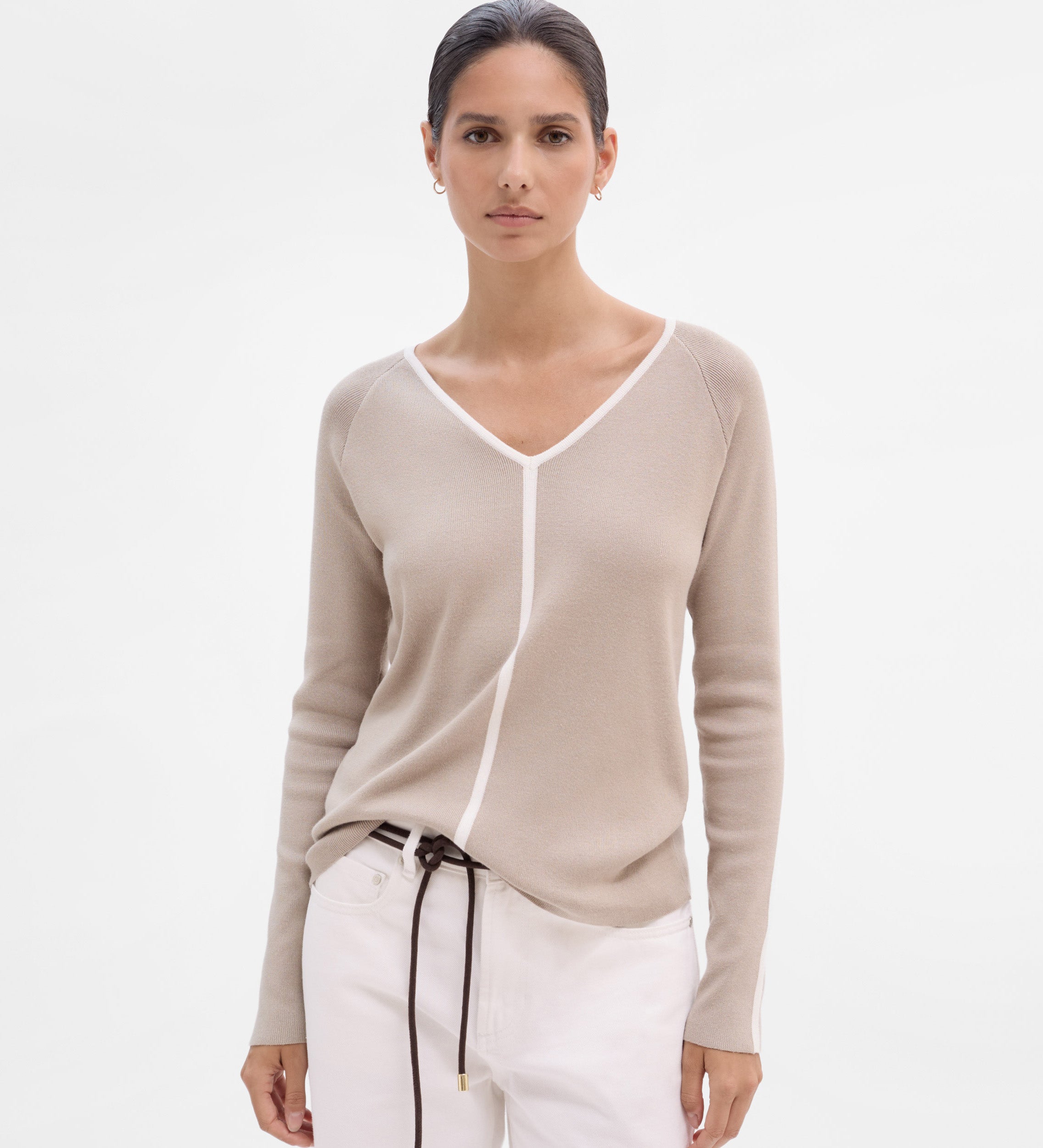 Jersey escote pico bicolor