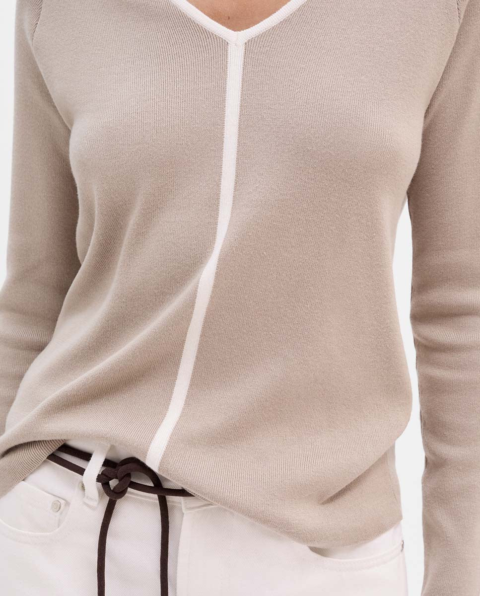 Jersey escote pico bicolor