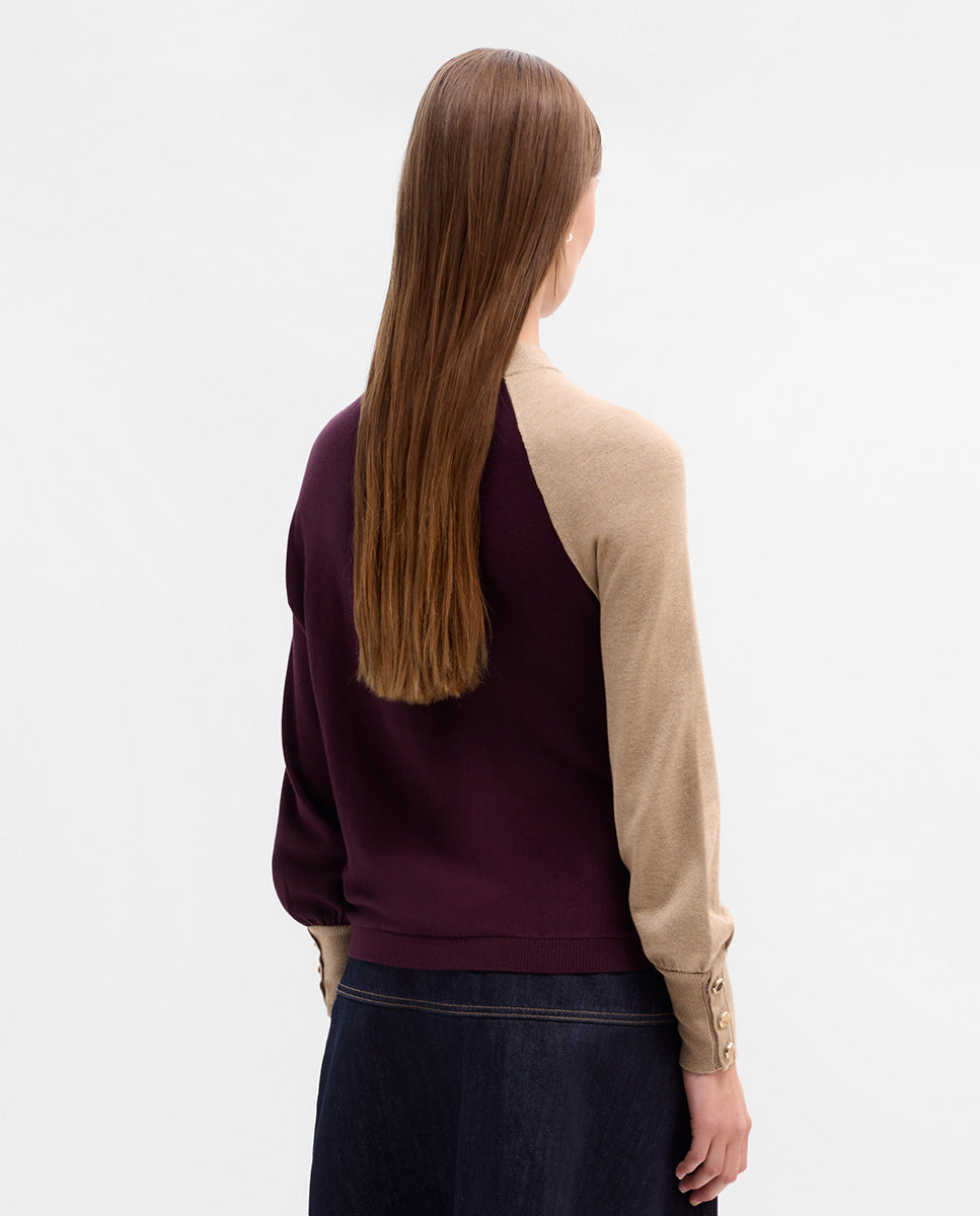 Two-tone buttoned sweater